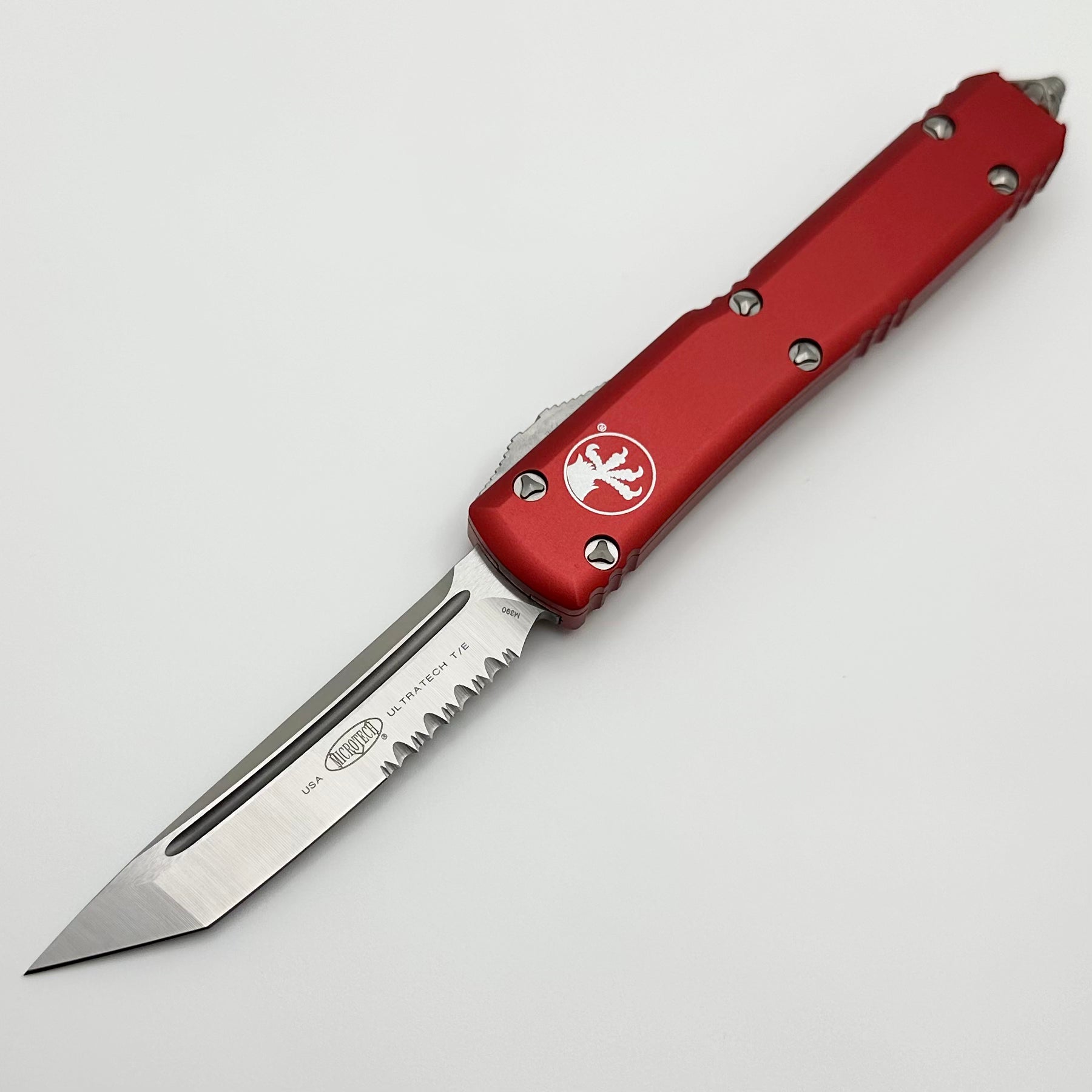 Microtech Ultratech Tanto Satin Partial Serrated & Red 123-5RD - Premium Tactical OTF Knife