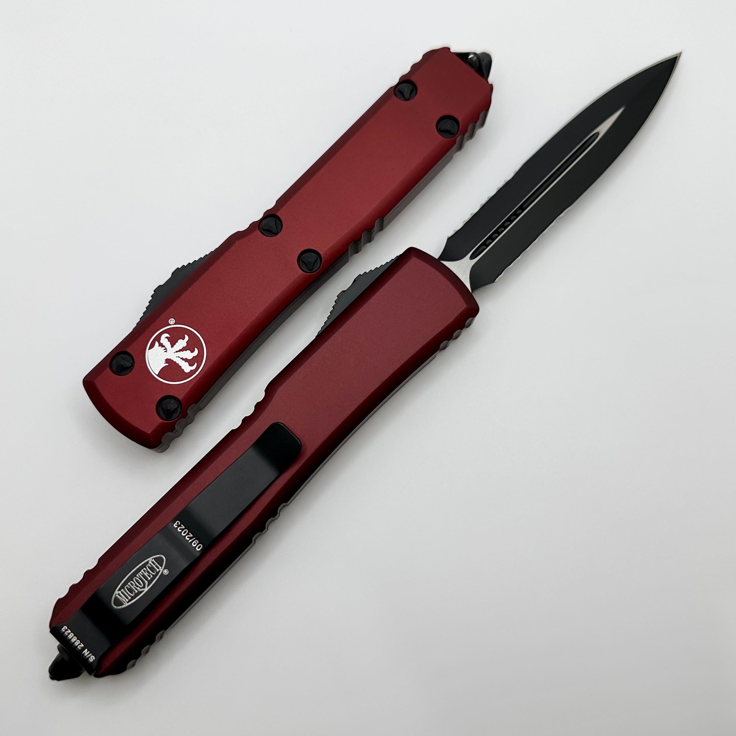 Microtech Ultratech Premium Double Edge Tactical Knife - Black & Merlot