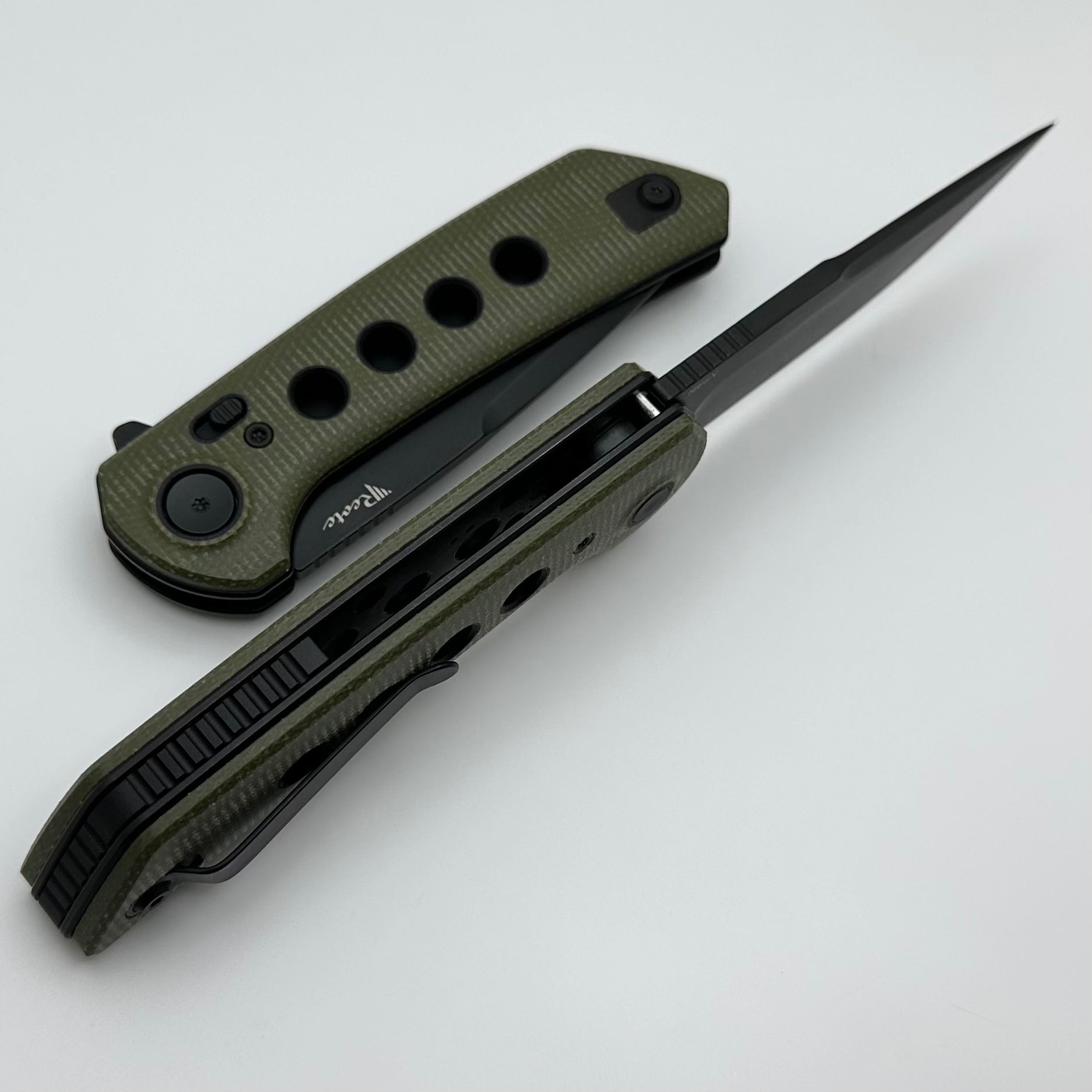 Reate Knives PL-XF Premium Folding Knife with Green Micarta & Black G-10 Inlays