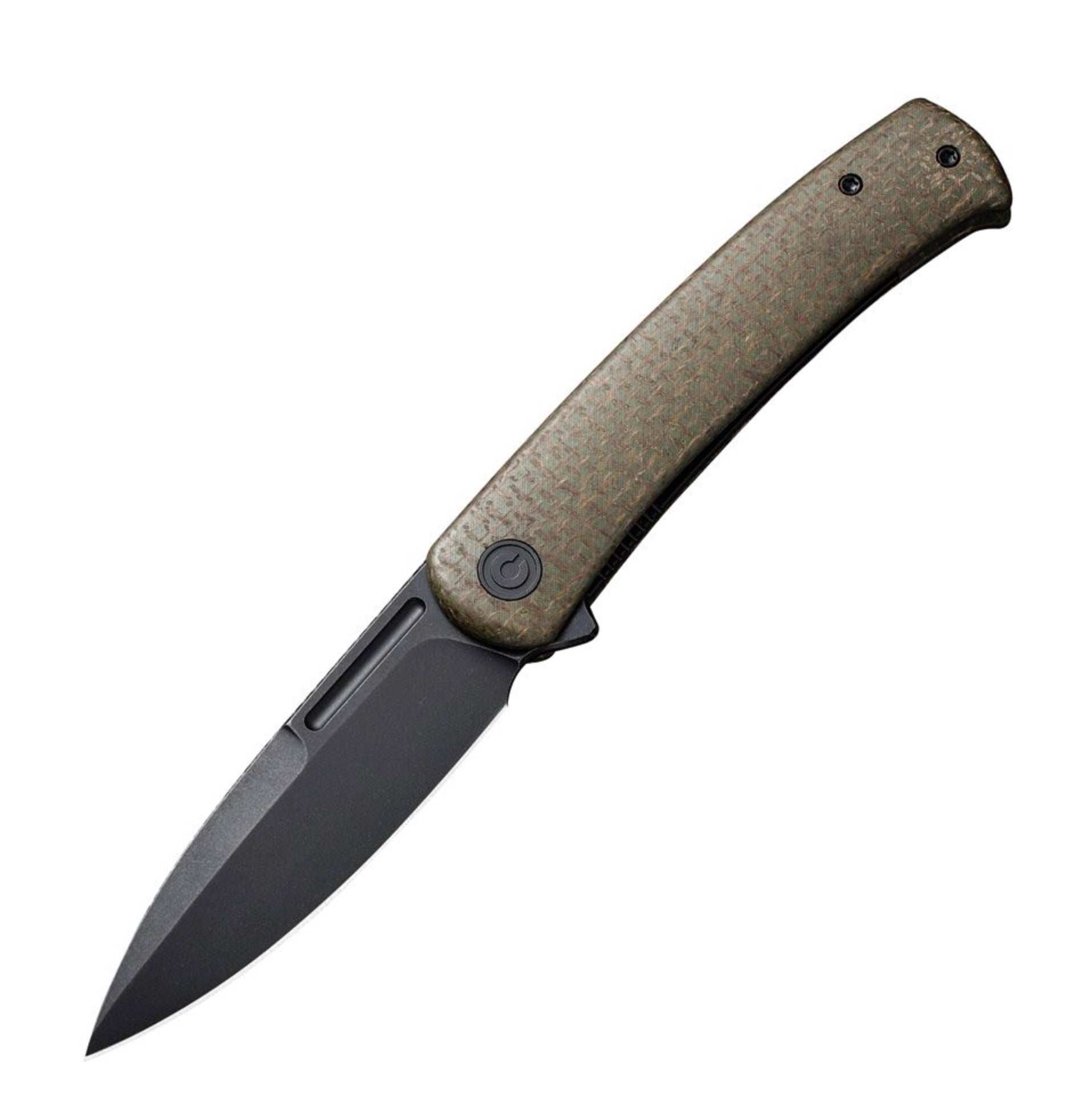 Civivi Caetus Premium Folding Knife - Green Burlap Micarta & Black Stonewash Blade