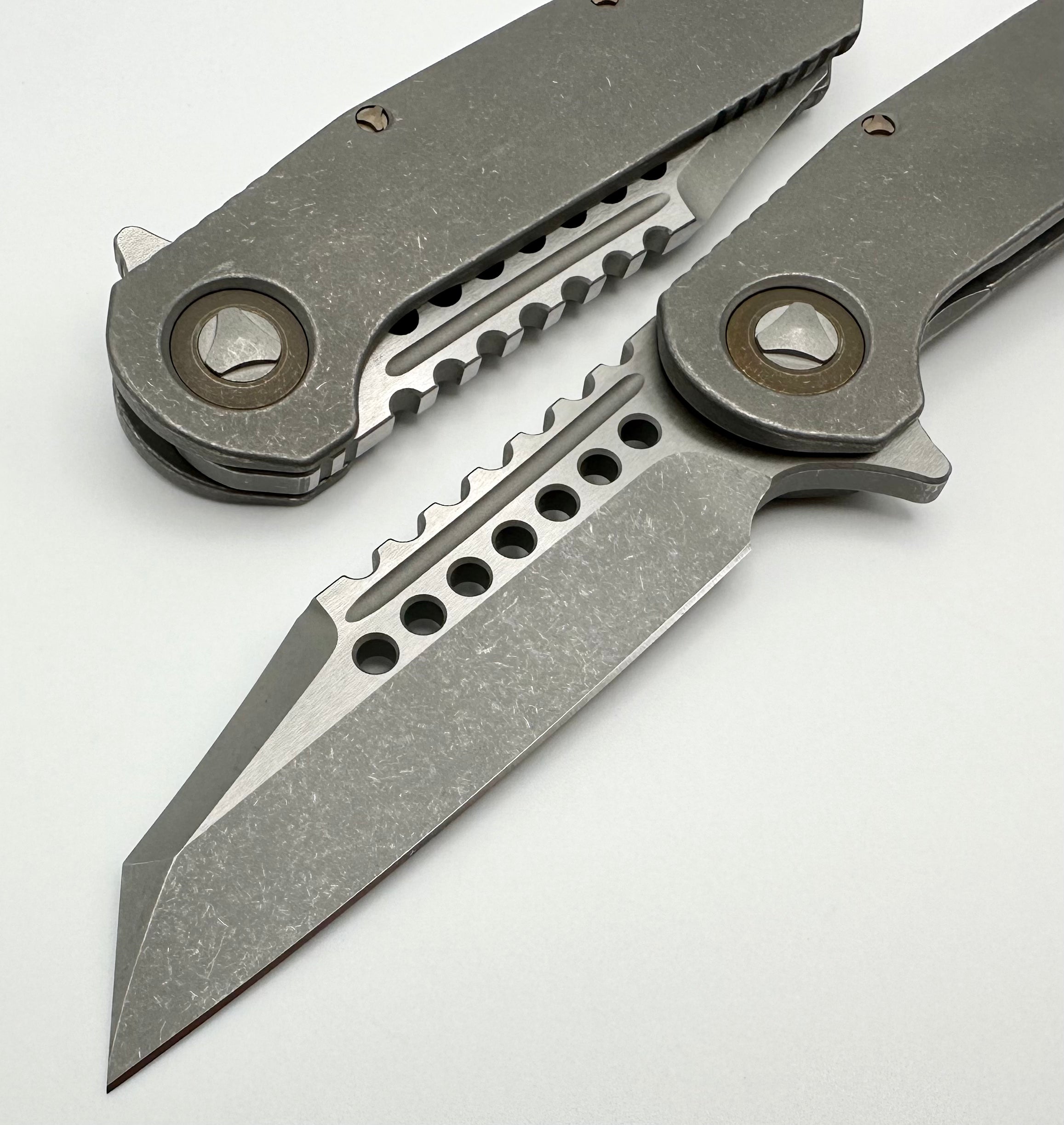 Premium Marfione Custom Warhound Apocalyptic Titanium Folding Knife with Bronze Accents