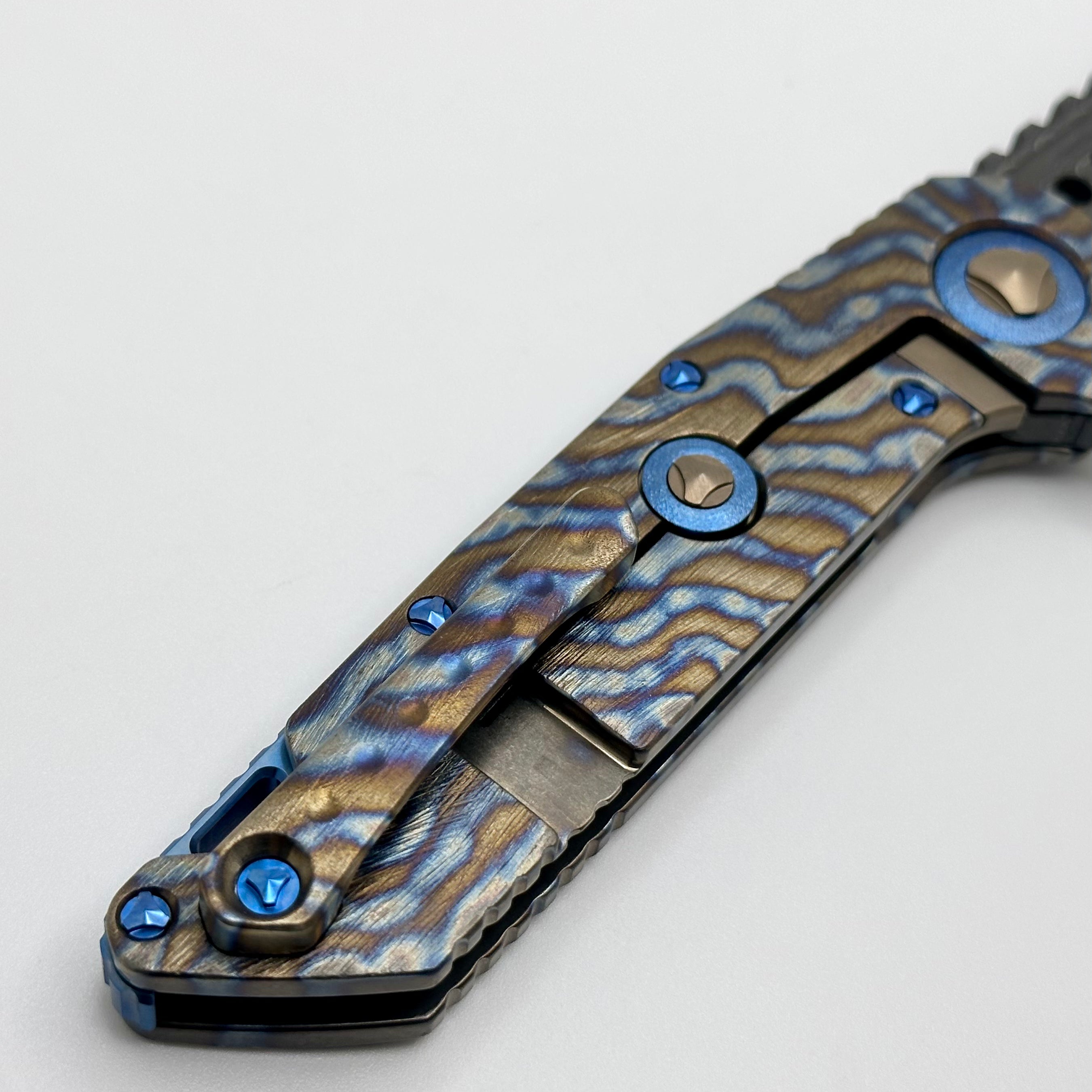 Premium Marfione Warhound Titanium Custom Knife - Vegas Forge Damascus Blade