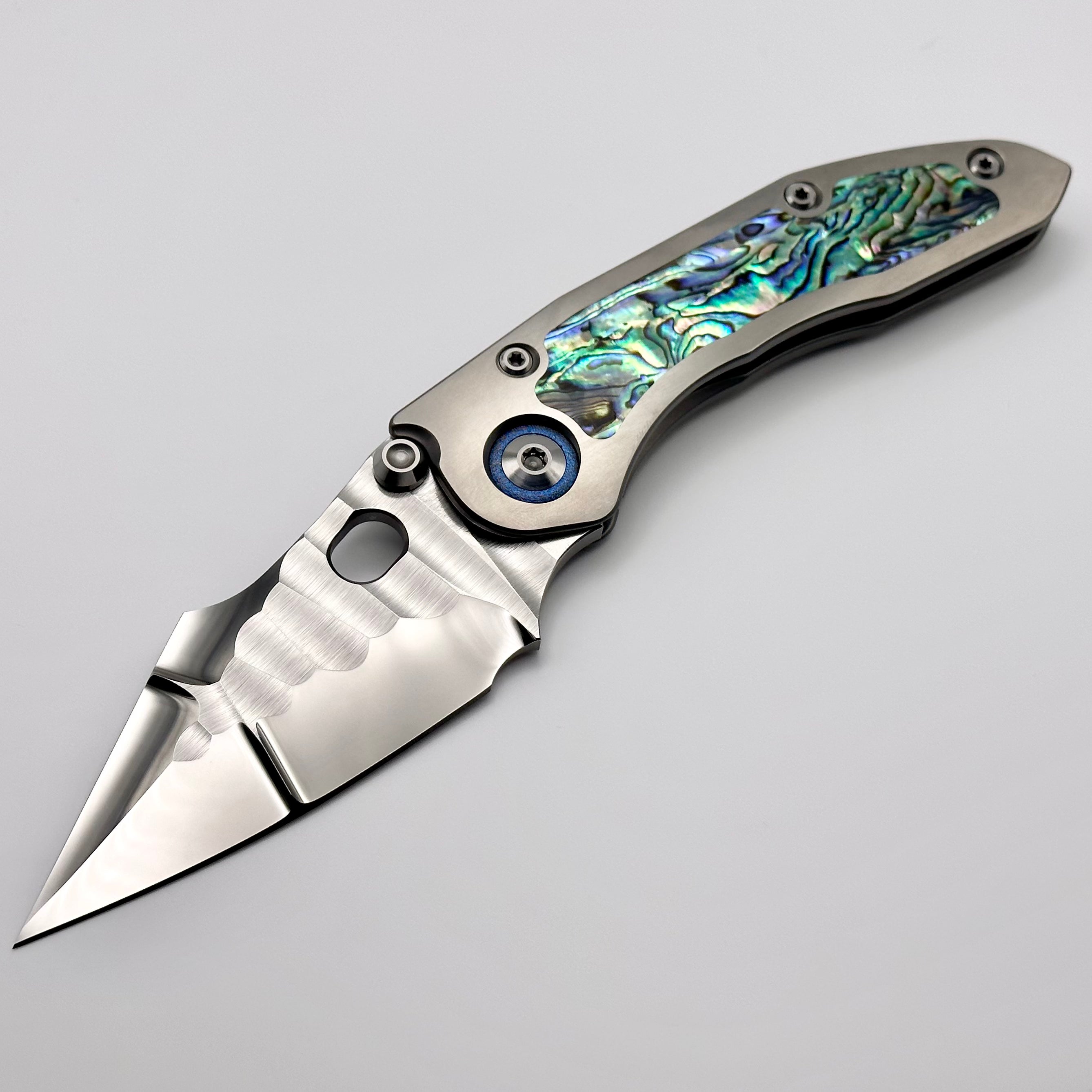 Marfione & Borka Stitch Knife - Premium Diamond Wash & Abalone Inlay Titanium Handle