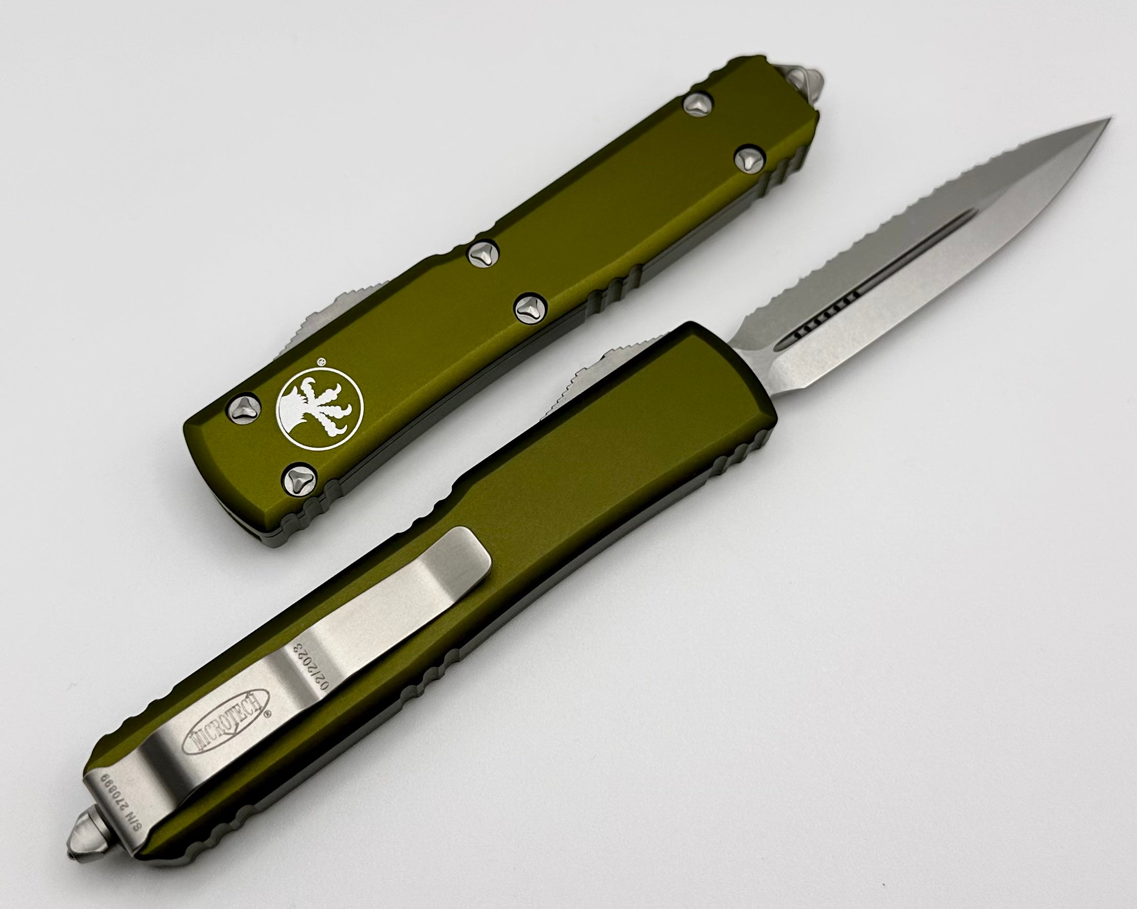 Microtech Ultratech Premium Double Edge Tactical Knife - Stonewash Finish & OD Green