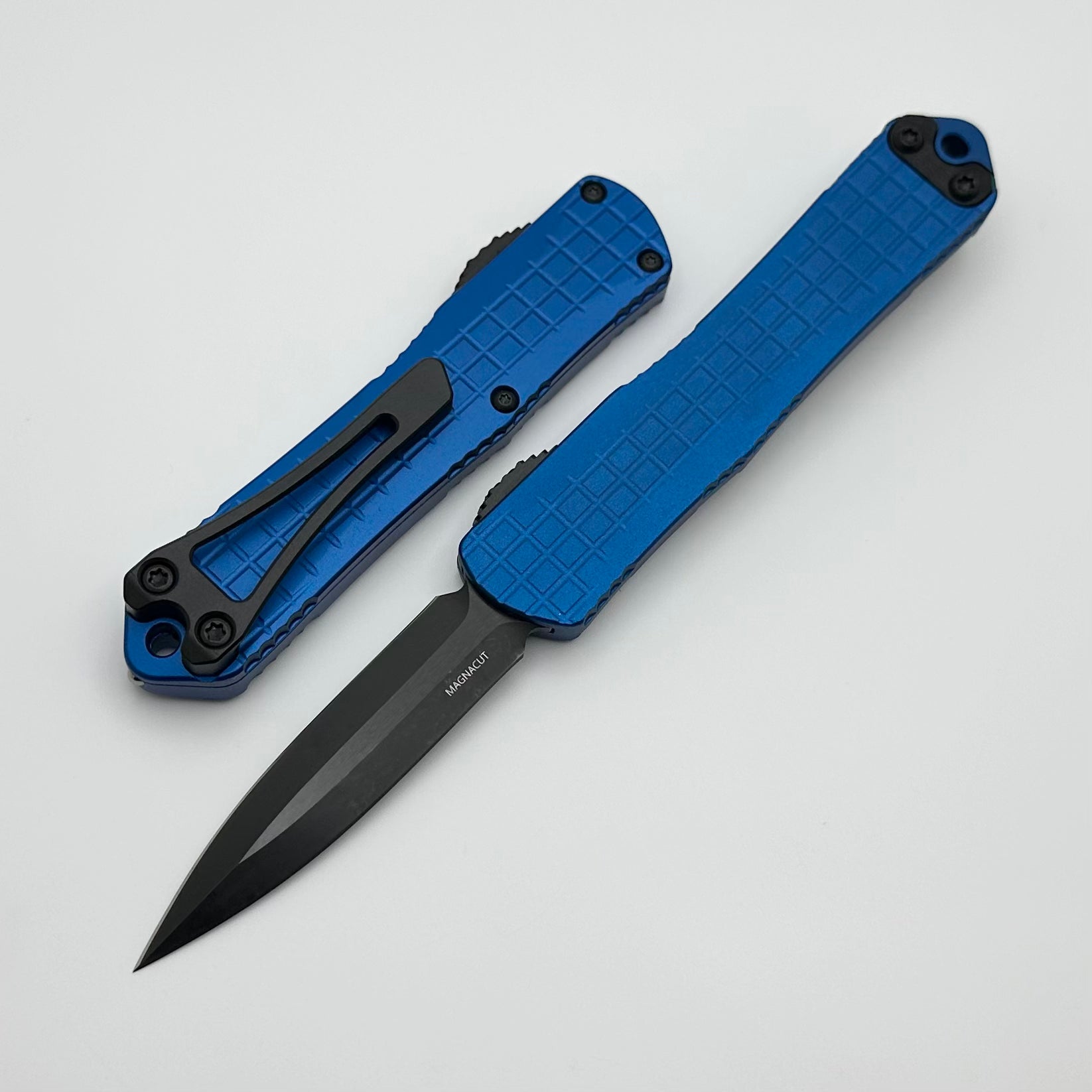 Heretic Knives Manticore S Compact OTF Knife - Blue Grenade Frag DLC Magnacut Blade