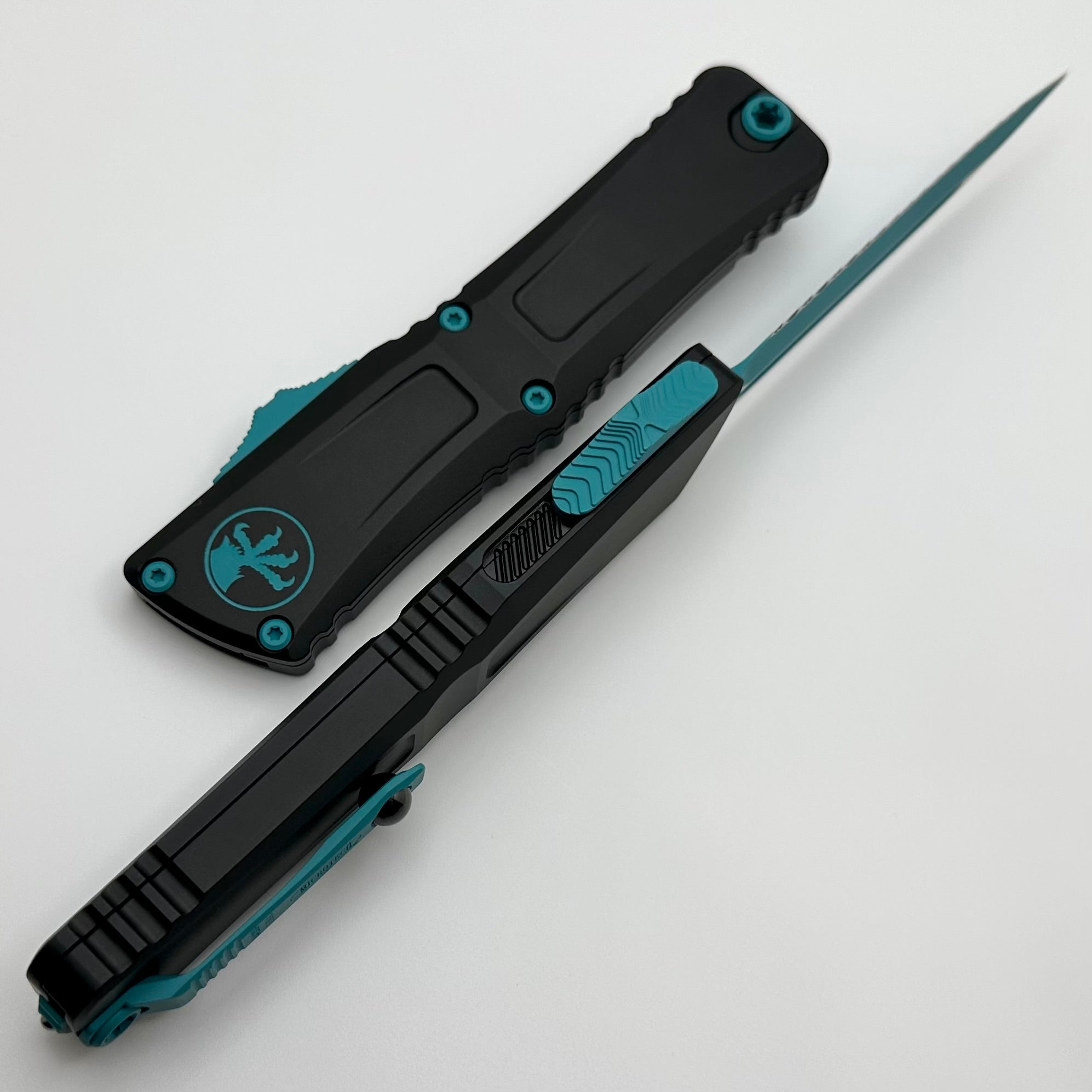 Microtech Combat Troodon Gen III Black D/E F/S Knife with Turquoise Accents - Premium Tactical OTF Blade