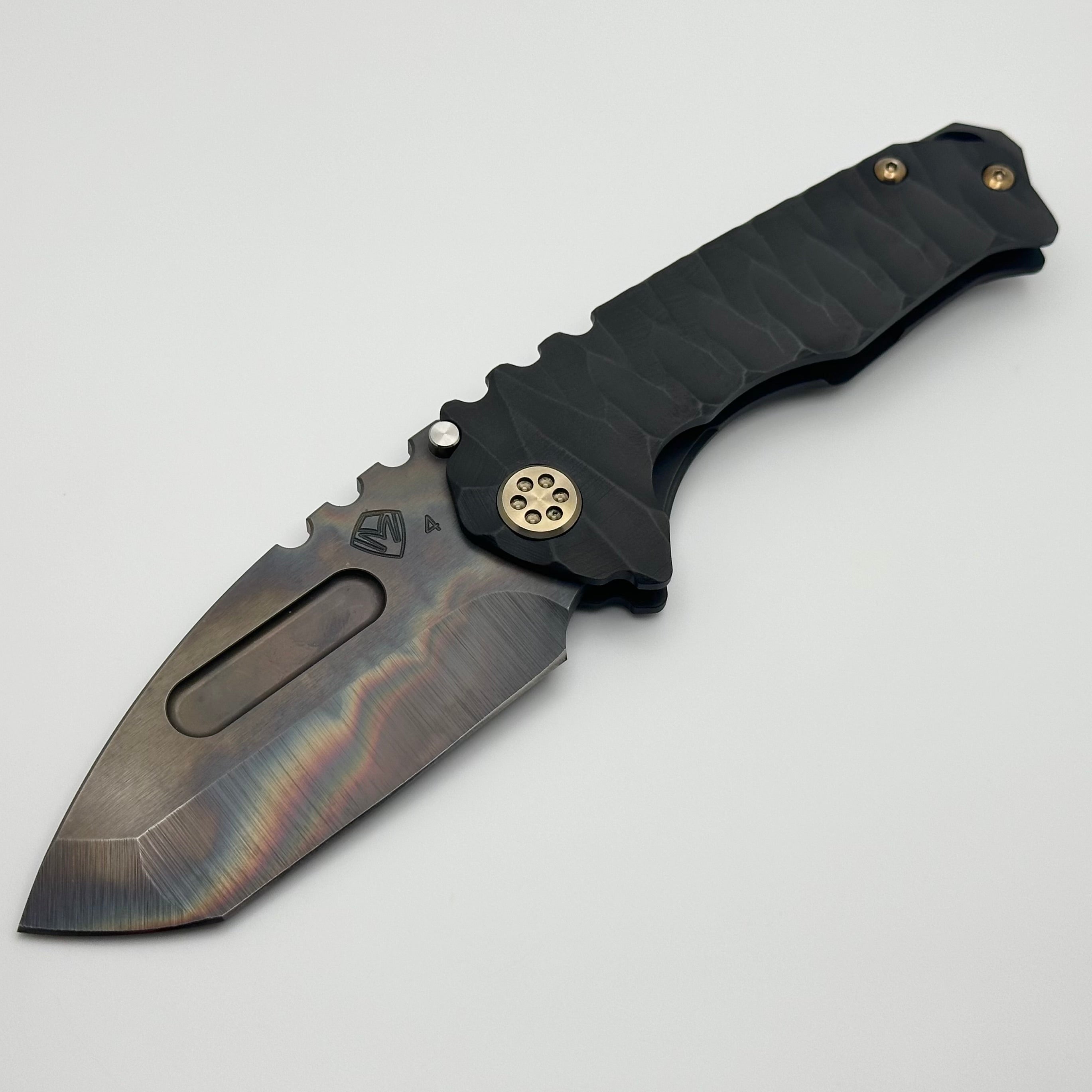 Medford Praetorian Genesis T Black Predator Knife with Bronze Hardware & Vulcan Tanto S45VN Blade