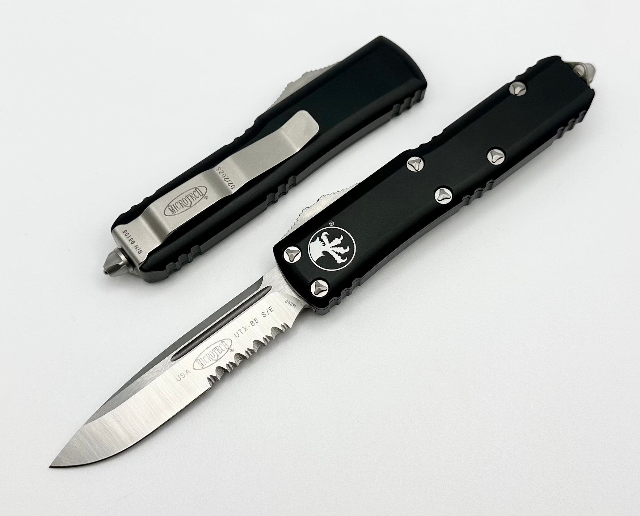 Microtech UTX-85 Premium EDC Knife - Single Edge Partial Serrated Satin & Black