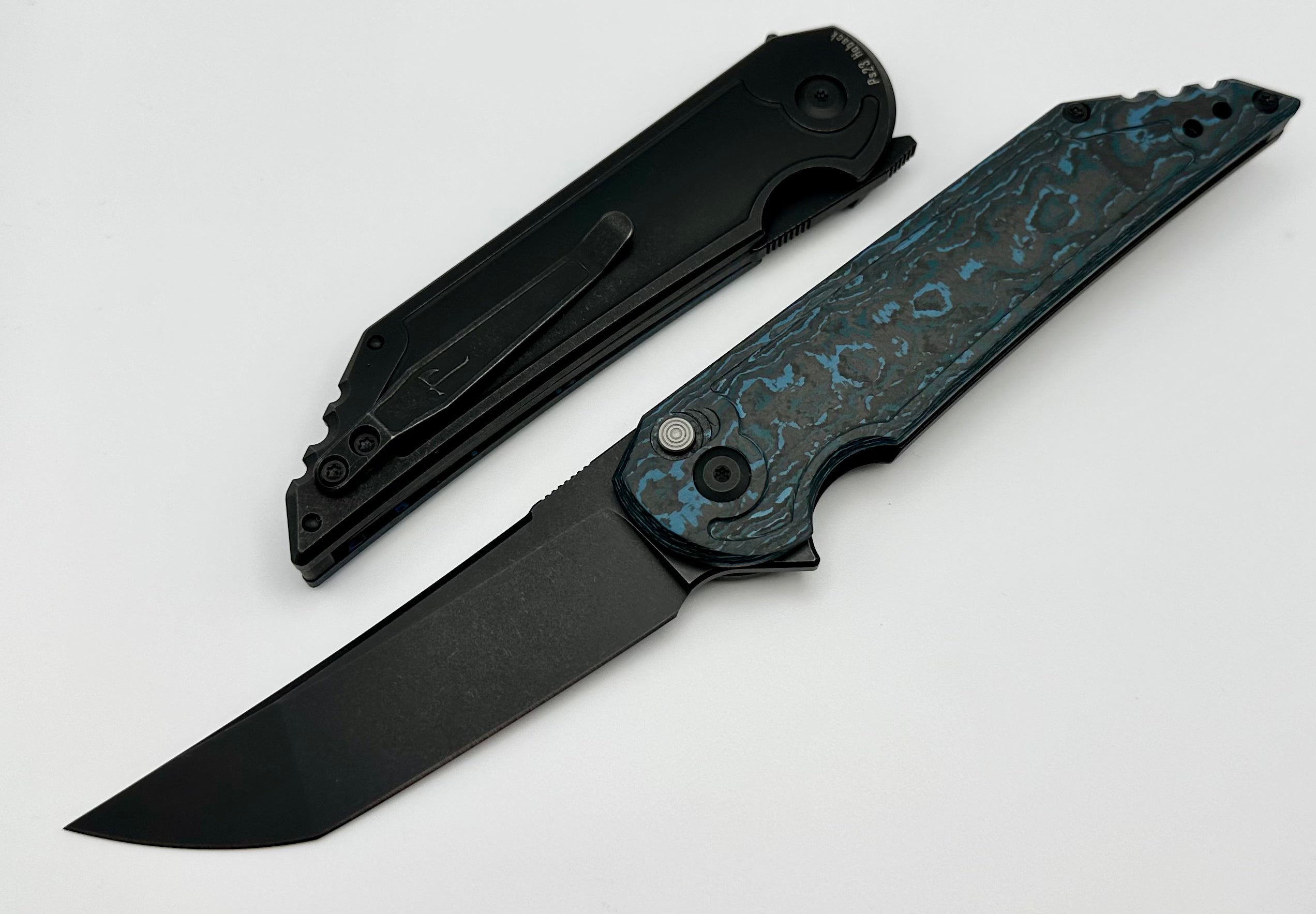 Premium Hoback Kwaiback Folding Knife - Arctic Storm Carbon Fiber & DLC 20CV Blade