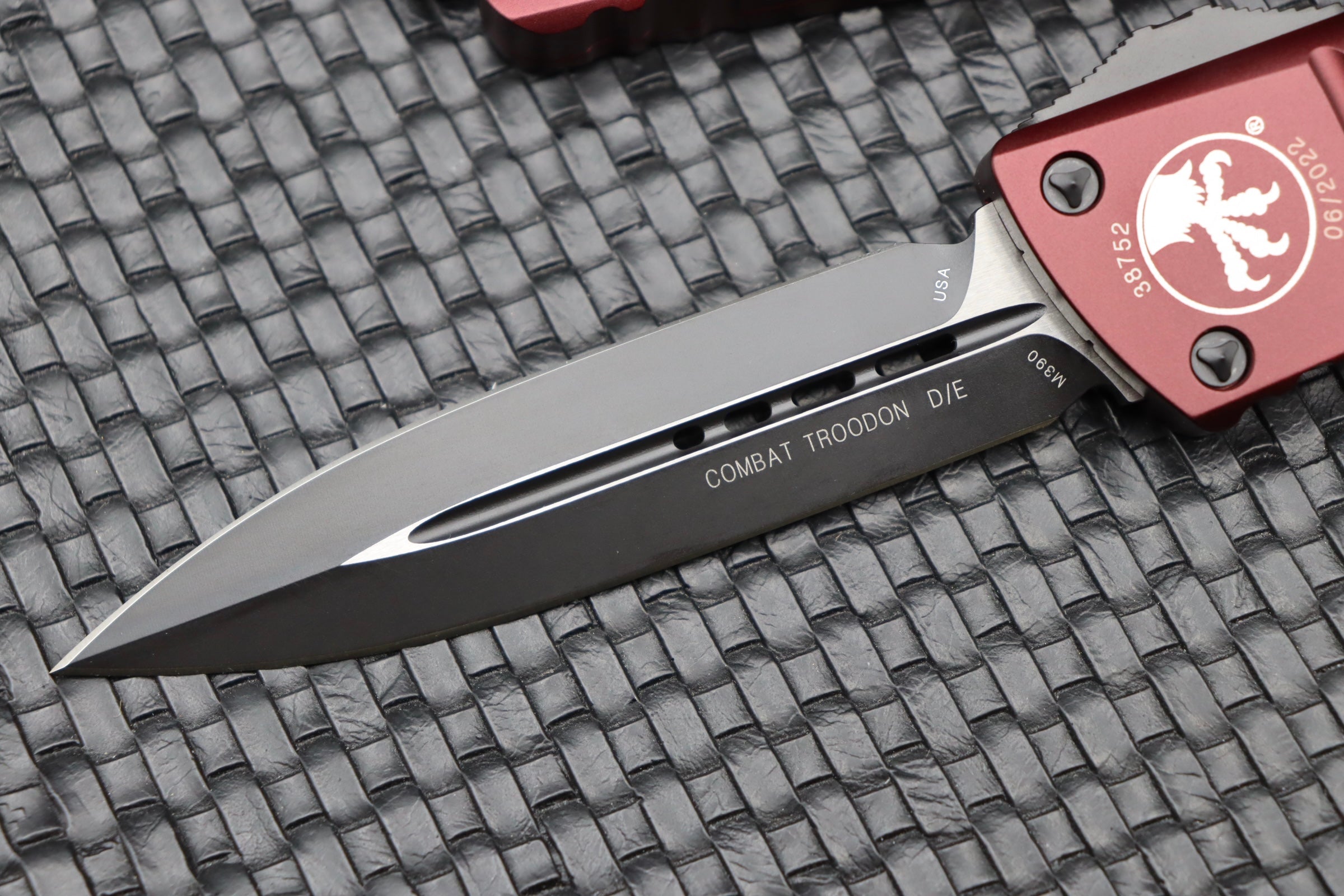 Premium Microtech Combat Troodon D/E Tactical Knife - Black & Merlot Red