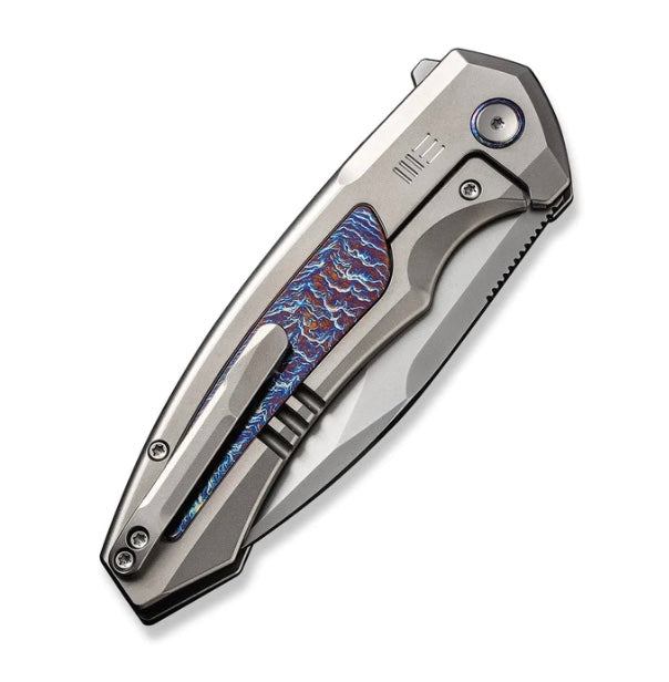 Premium We Knife Hyperactive Flipper - Polished Bead Blasted Titanium Handle with Vanax Steel