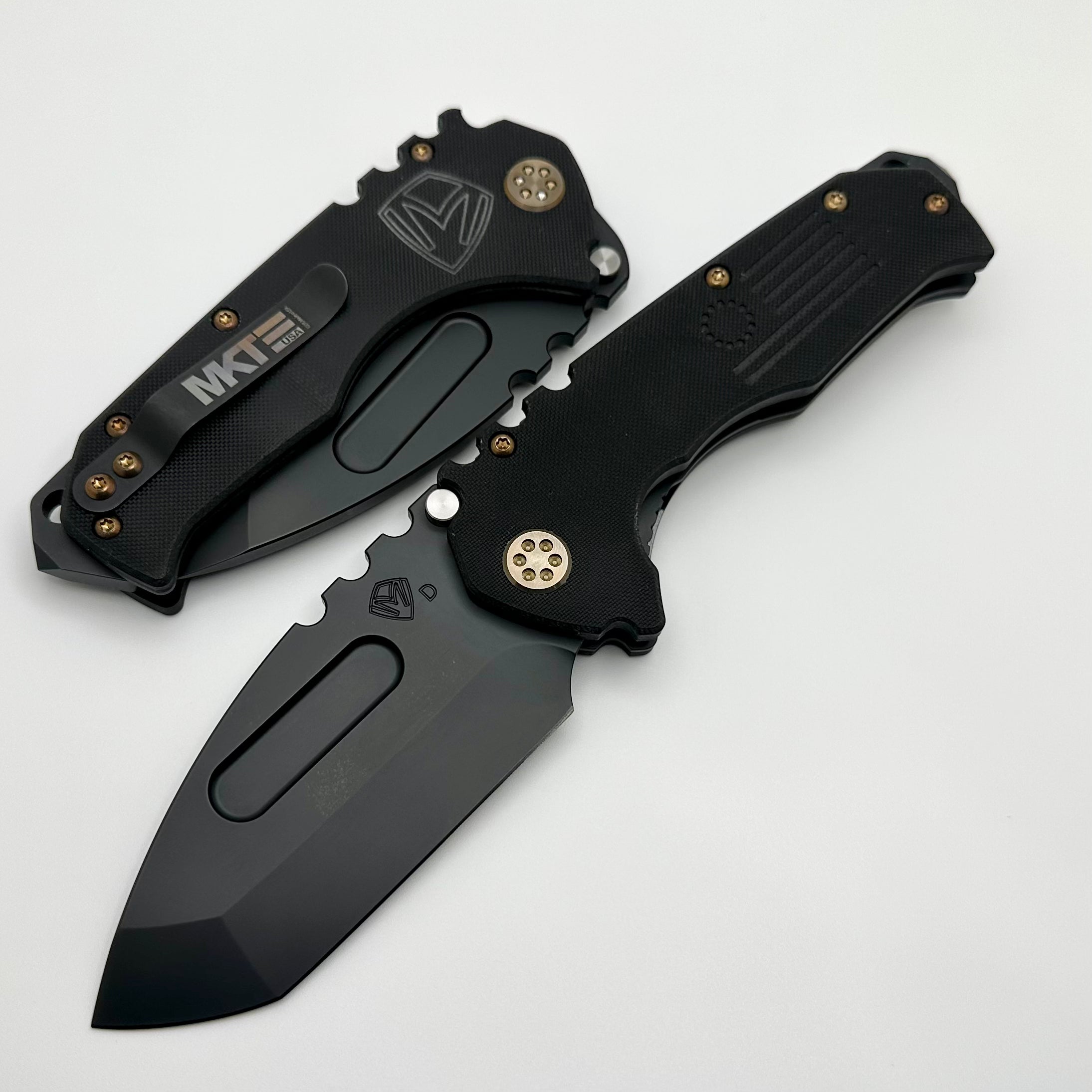 Medford Praetorian Tanto Ultimate Tactical Knife - Black G10 & DLC D2 Blade with Bronze Hardware