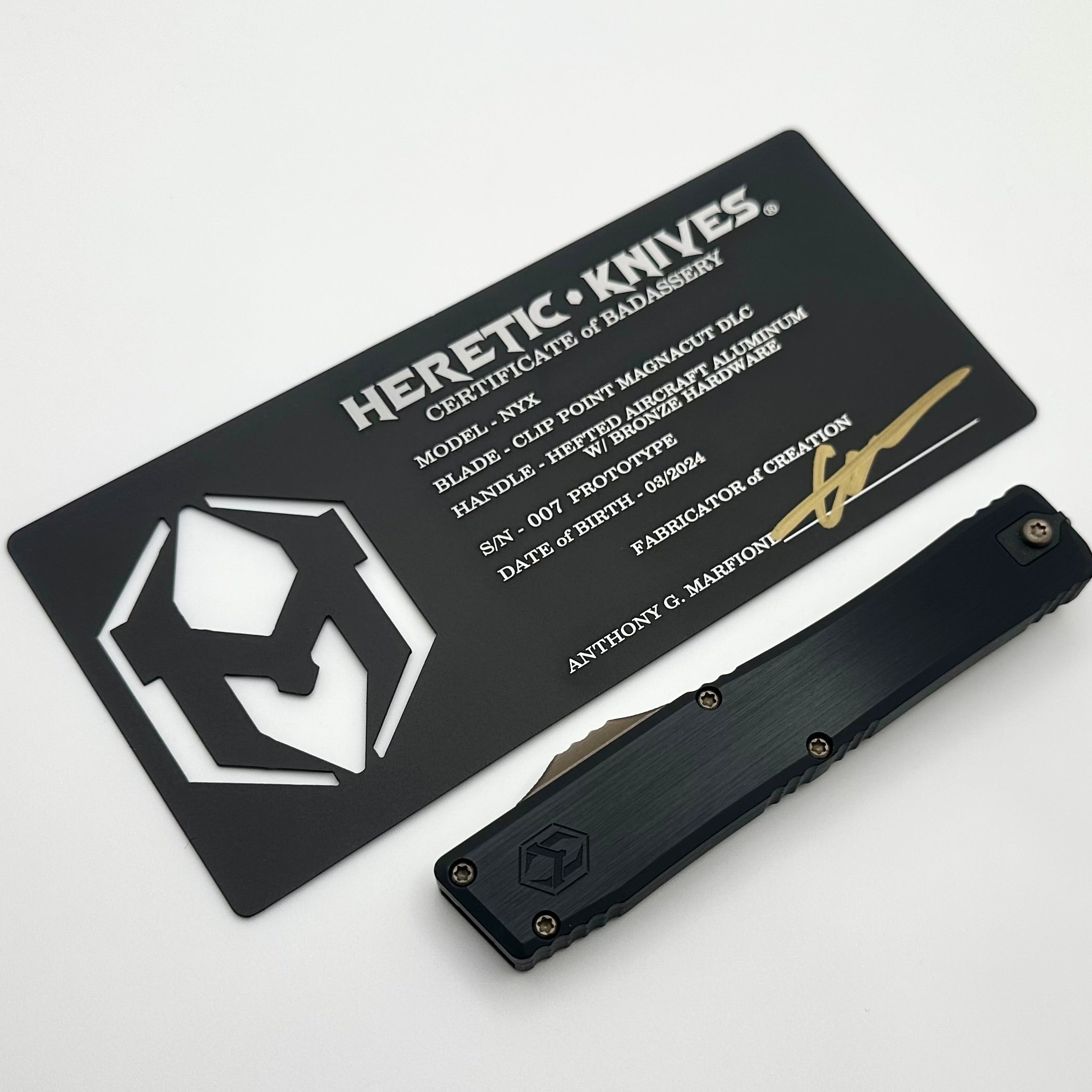 Heretic Knives Premium NYX Prototype - Dual-Finish Aluminum & MagnaCut Blade