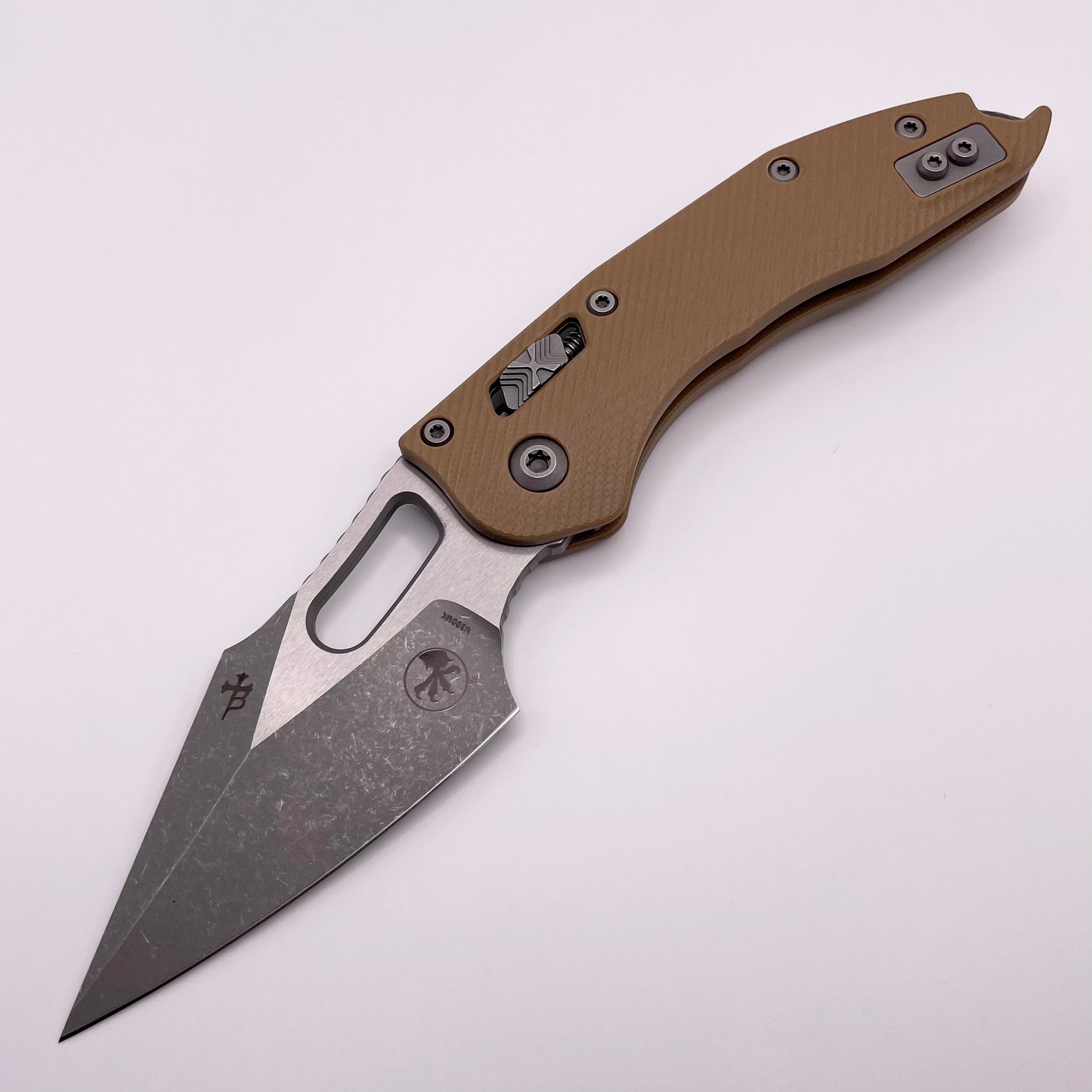 Microtech Stitch RAM LOK Manual Folding Knife - Premium Apocalyptic M390MK Blade & Fluted Tan G-10 Handle