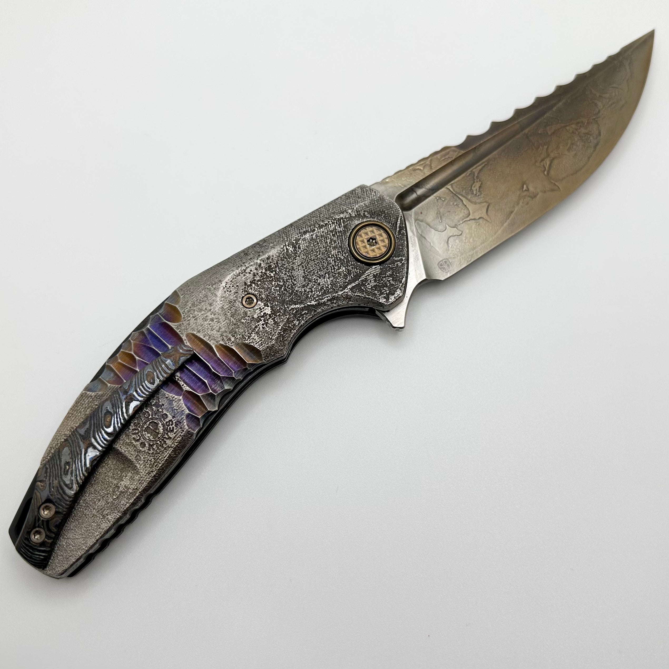 Premium Custom Knife Factory ONE OFF Textured Titanium Marauder - Ultimate Collector's Edition