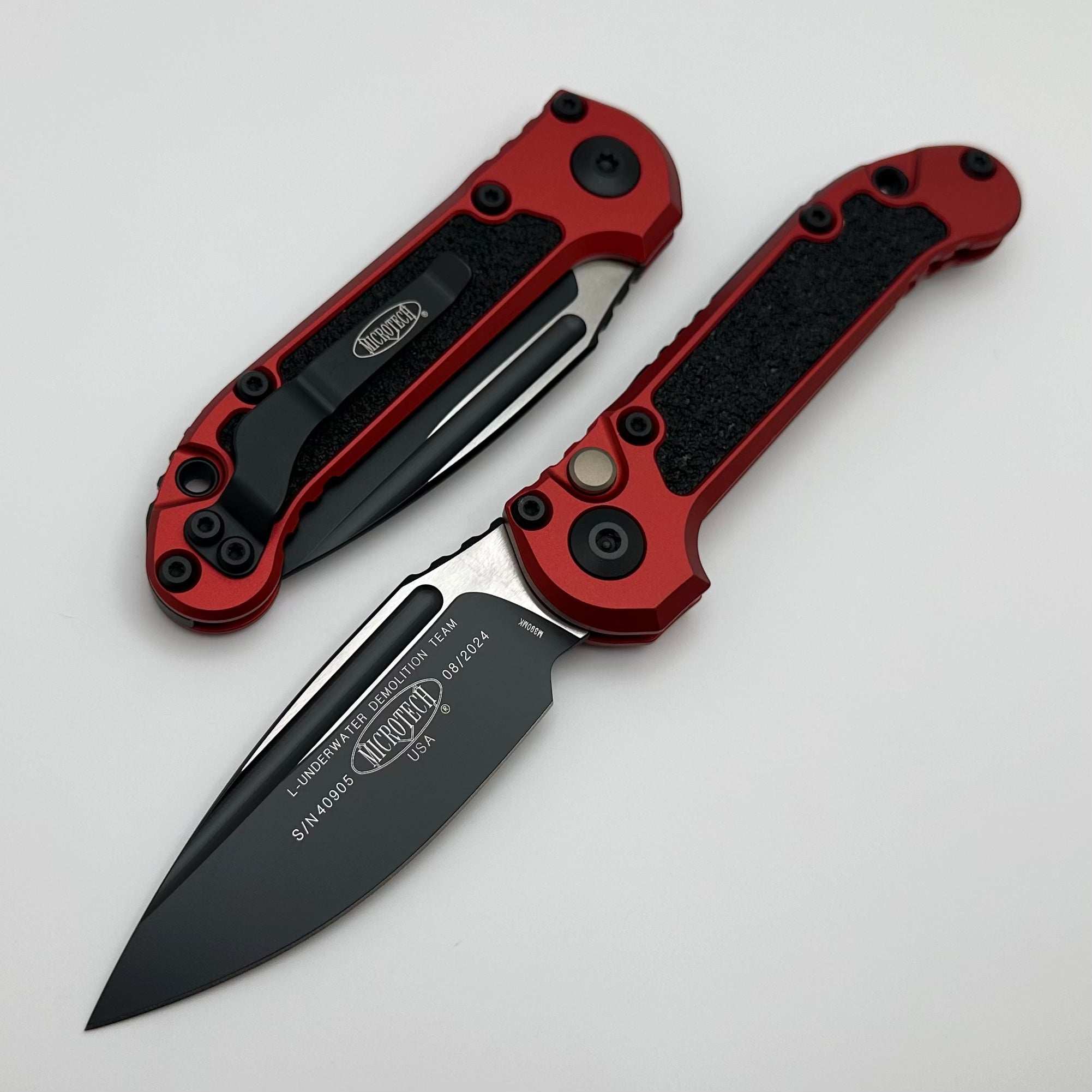 Microtech LUDT Gen III Tactical Knife - Black Drop Point & Red Aluminum Handle