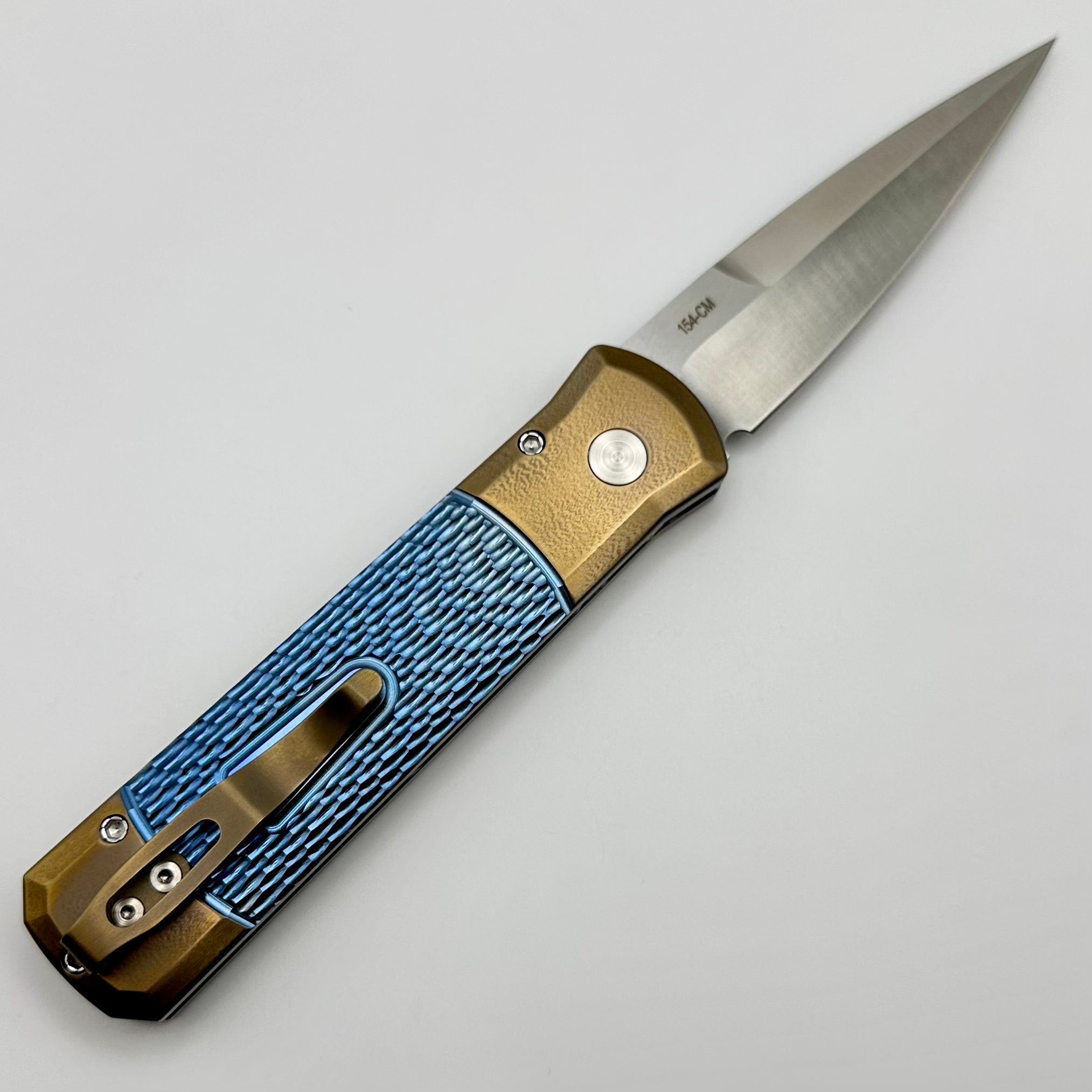Pro-Tech Godson Bronze Titanium Custom Knife - Premium Stiletto Design