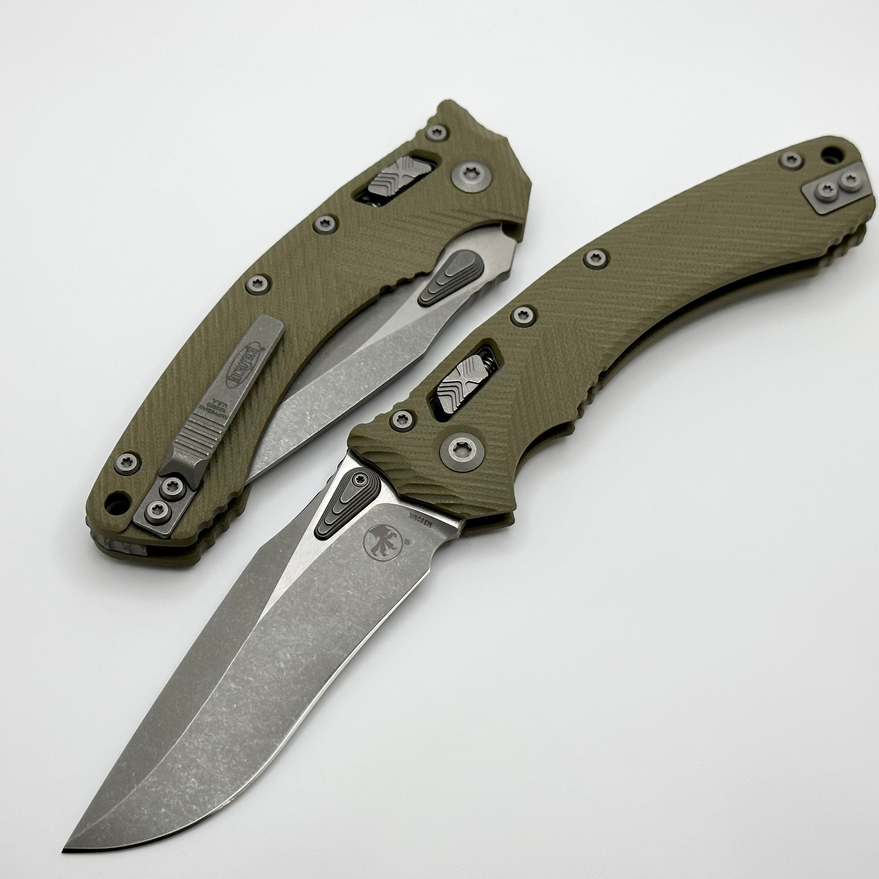 Microtech Amphibian RAM LOK OD Green Tactical Knife - Premium G-10 Handle & Apocalyptic M390MK Blade