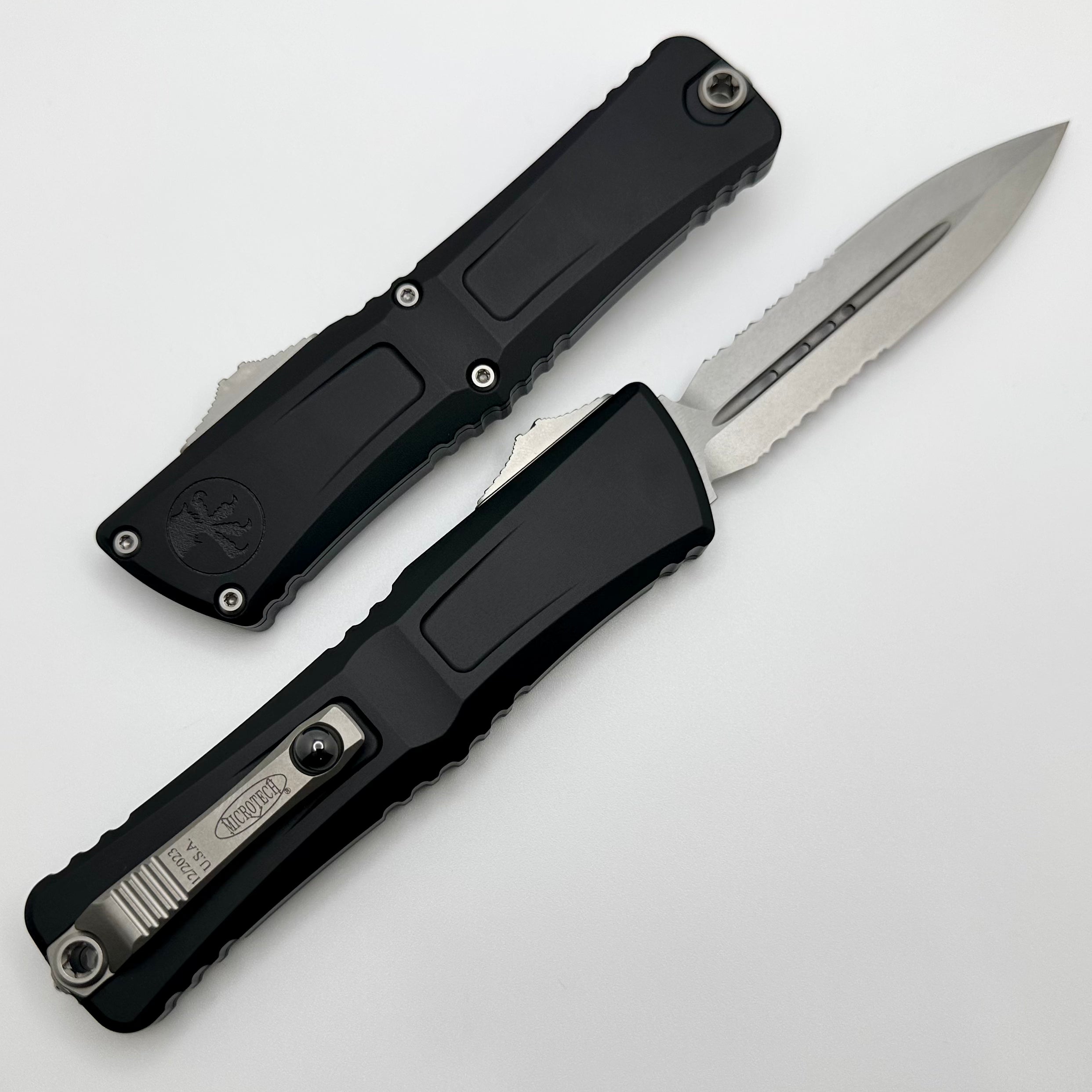 Microtech Combat Troodon Gen III Premium OTF Knife - Black Handle, Stonewash Finish