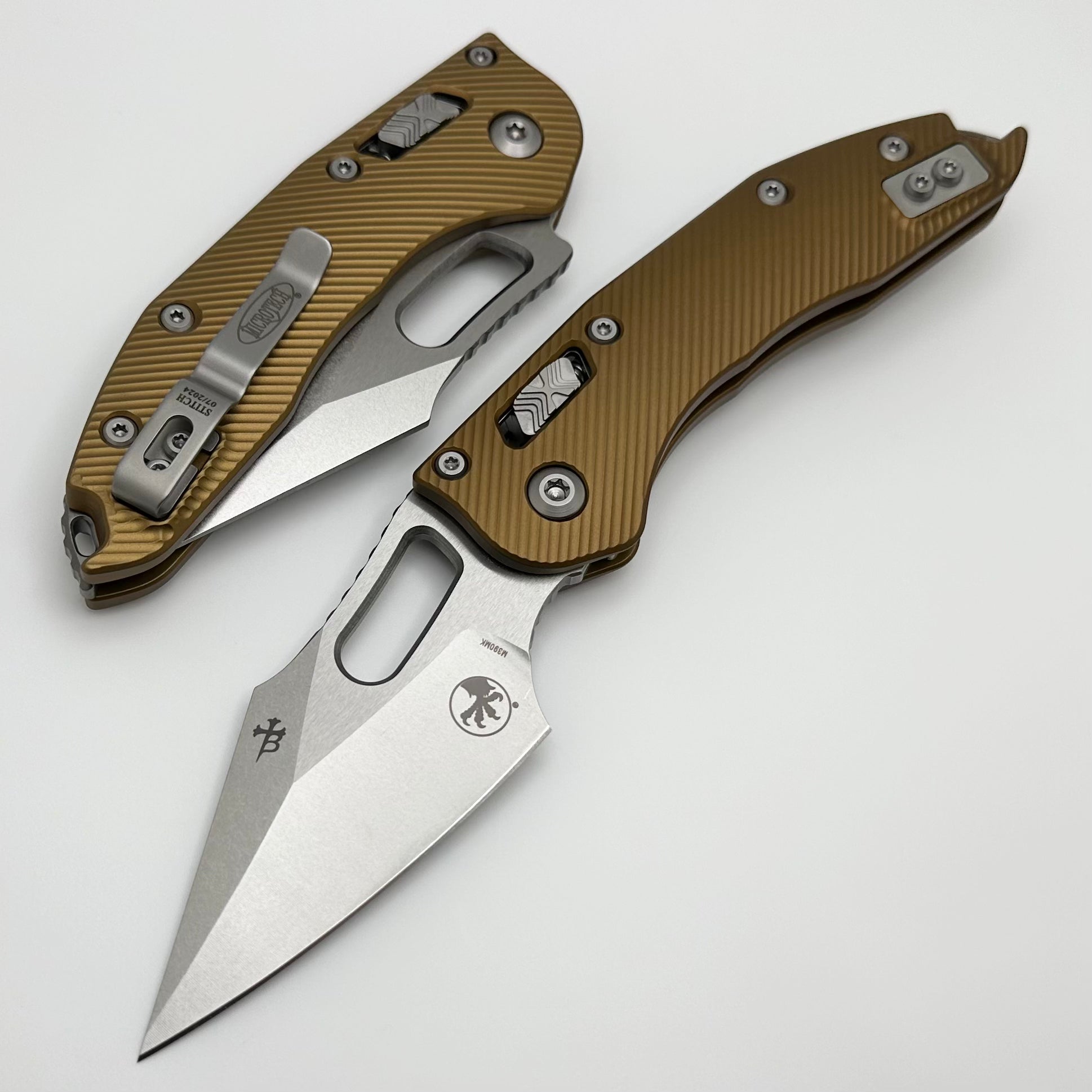 Microtech Stitch RAM LOK Manual Knife - Premium Tan Aluminum Handle & M390MK Blade