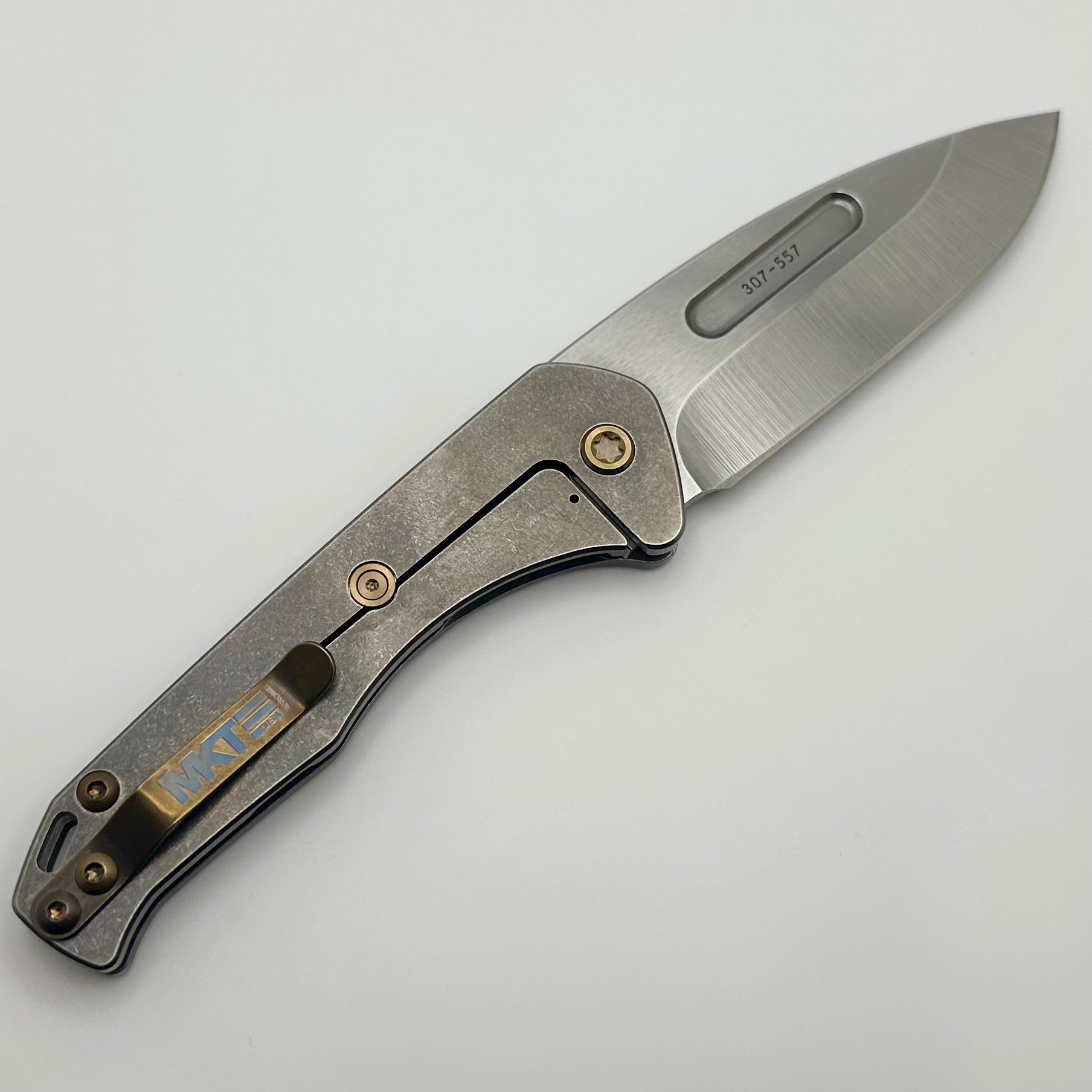 Medford Praetorian Slim Premium EDC Knife - Tumbled S45VN Drop Point & Old School Bronze Hardware