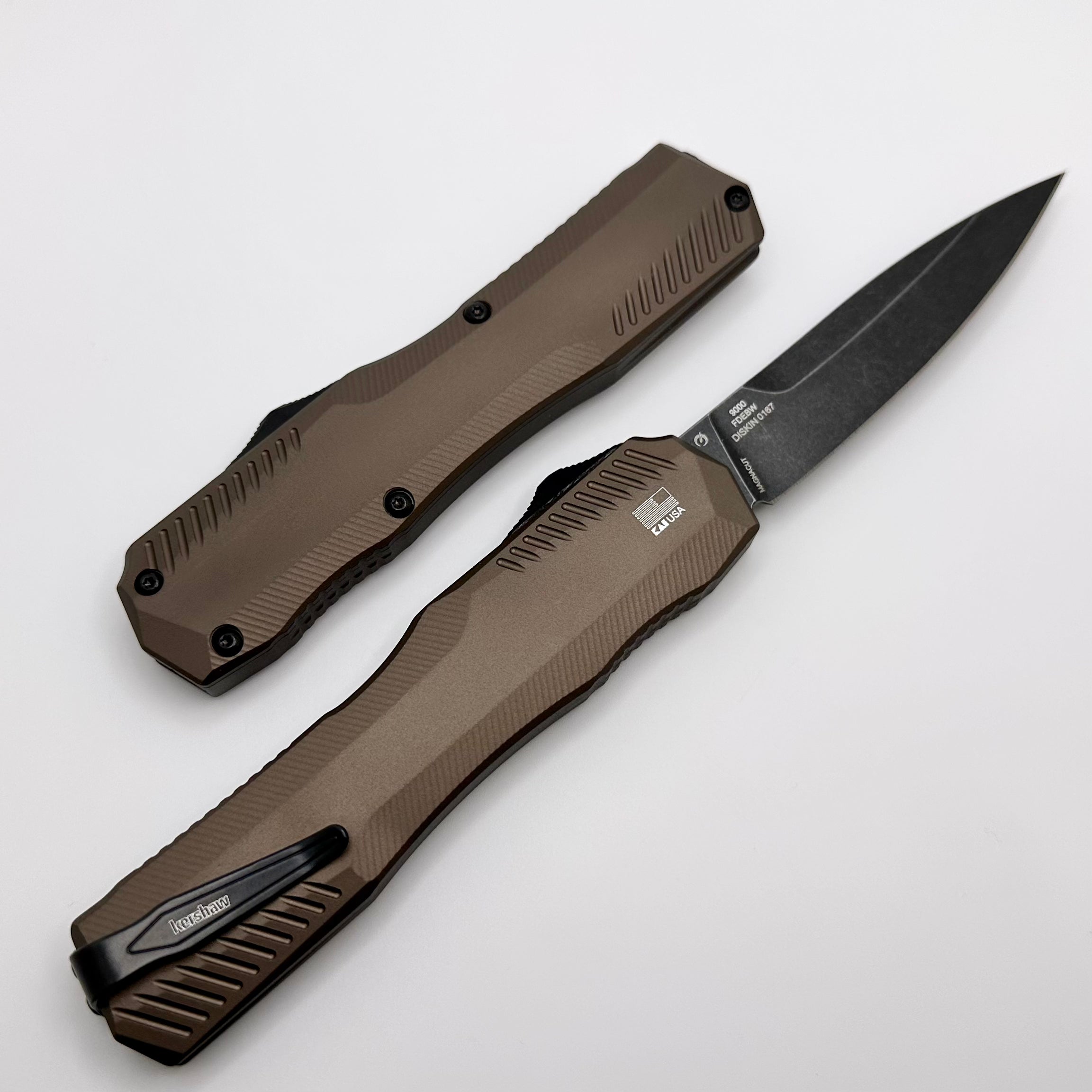 Kershaw Livewire Premium OTF Automatic Knife - Dark Earth Aluminum & Black Wash MagnaCut