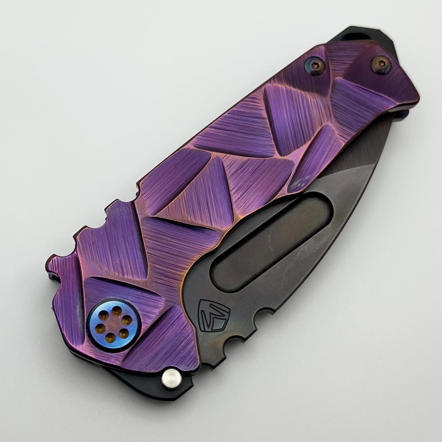 Medford Praetorian Genesis T - Premium Folding Knife with Pale Violet Stained Glass Handles & Vulcan S45VN Blade