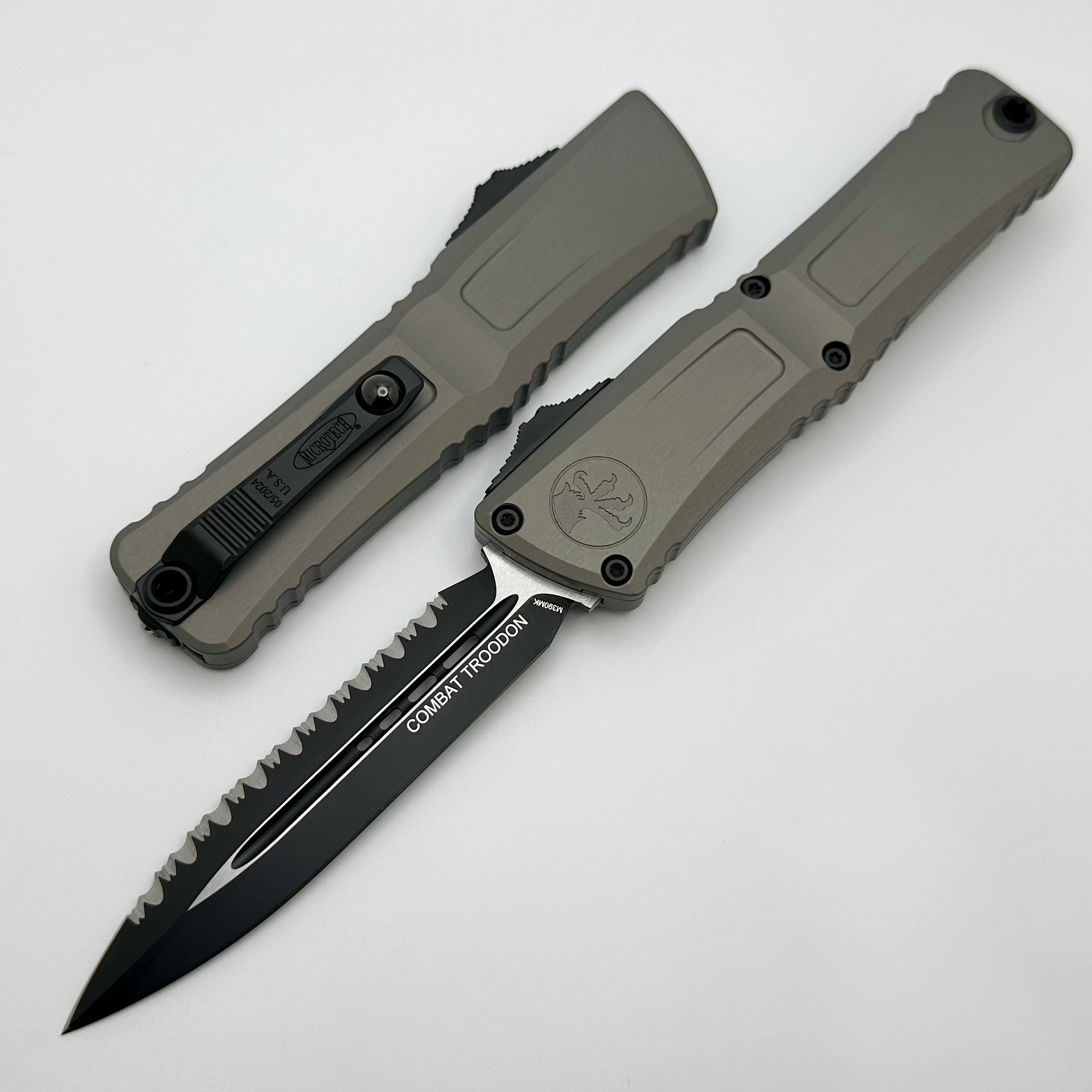 Microtech Combat Troodon Gen III Premium OTF Knife - Black Double Edge Full Serrated