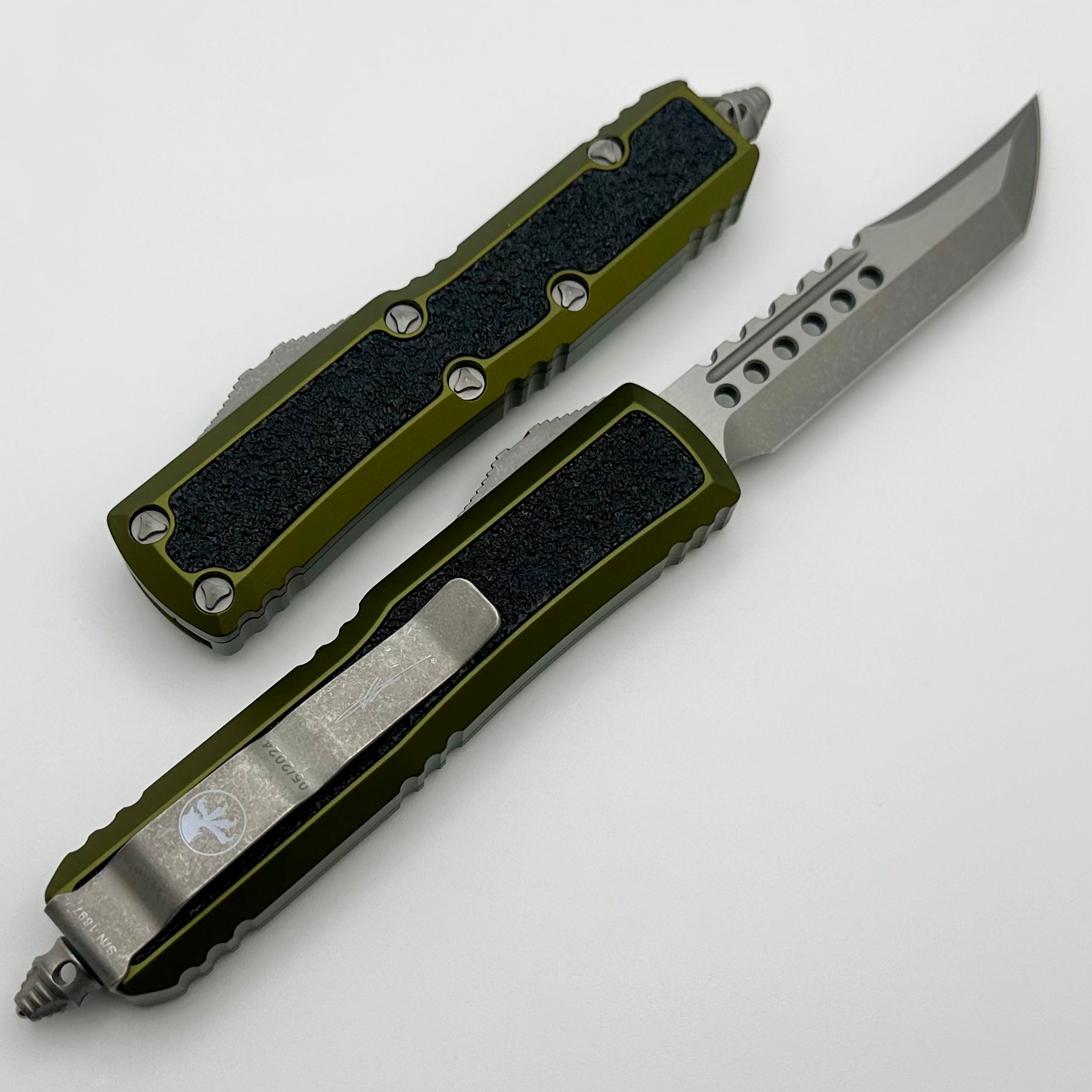 Premium Microtech Daytona Hellhound Apocalyptic Folding Knife - OD Green Signature Series