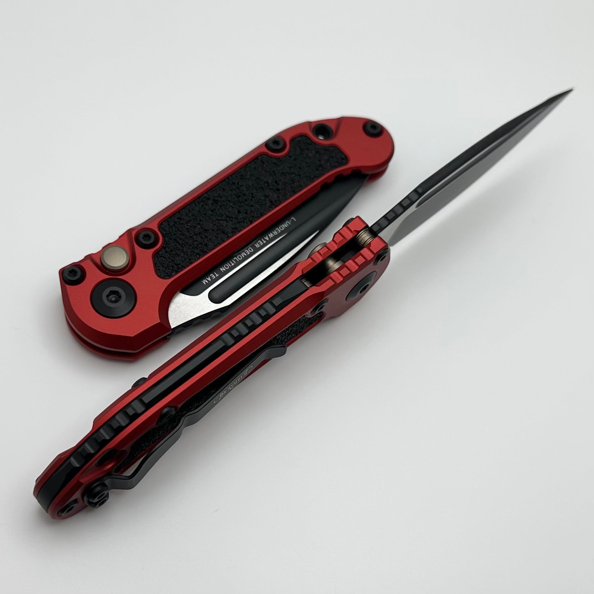 Microtech LUDT Gen III Tactical Knife - Black Drop Point & Red Aluminum Handle
