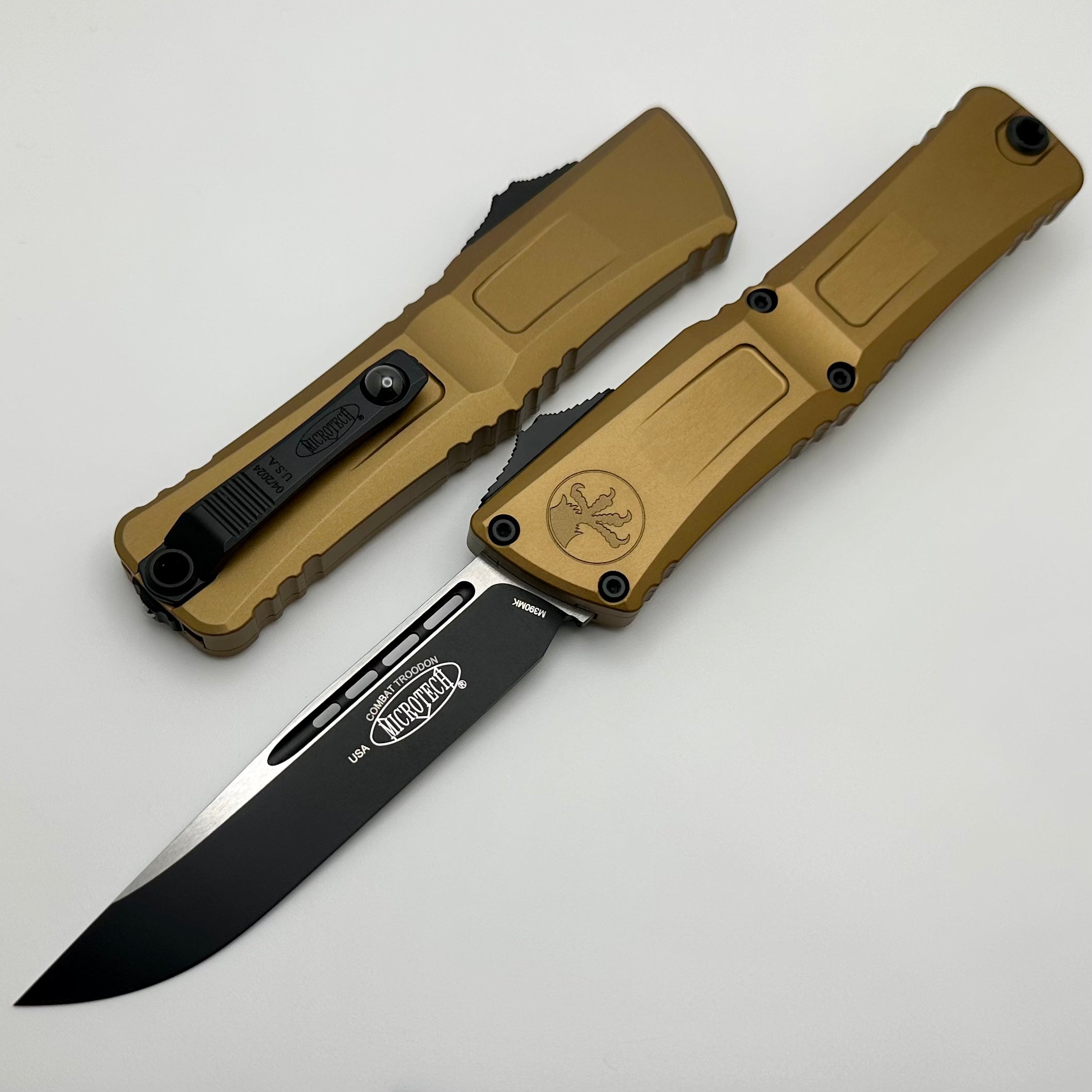 Premium Microtech Combat Troodon Gen III Tactical Knife - Tan & Black OTF Design