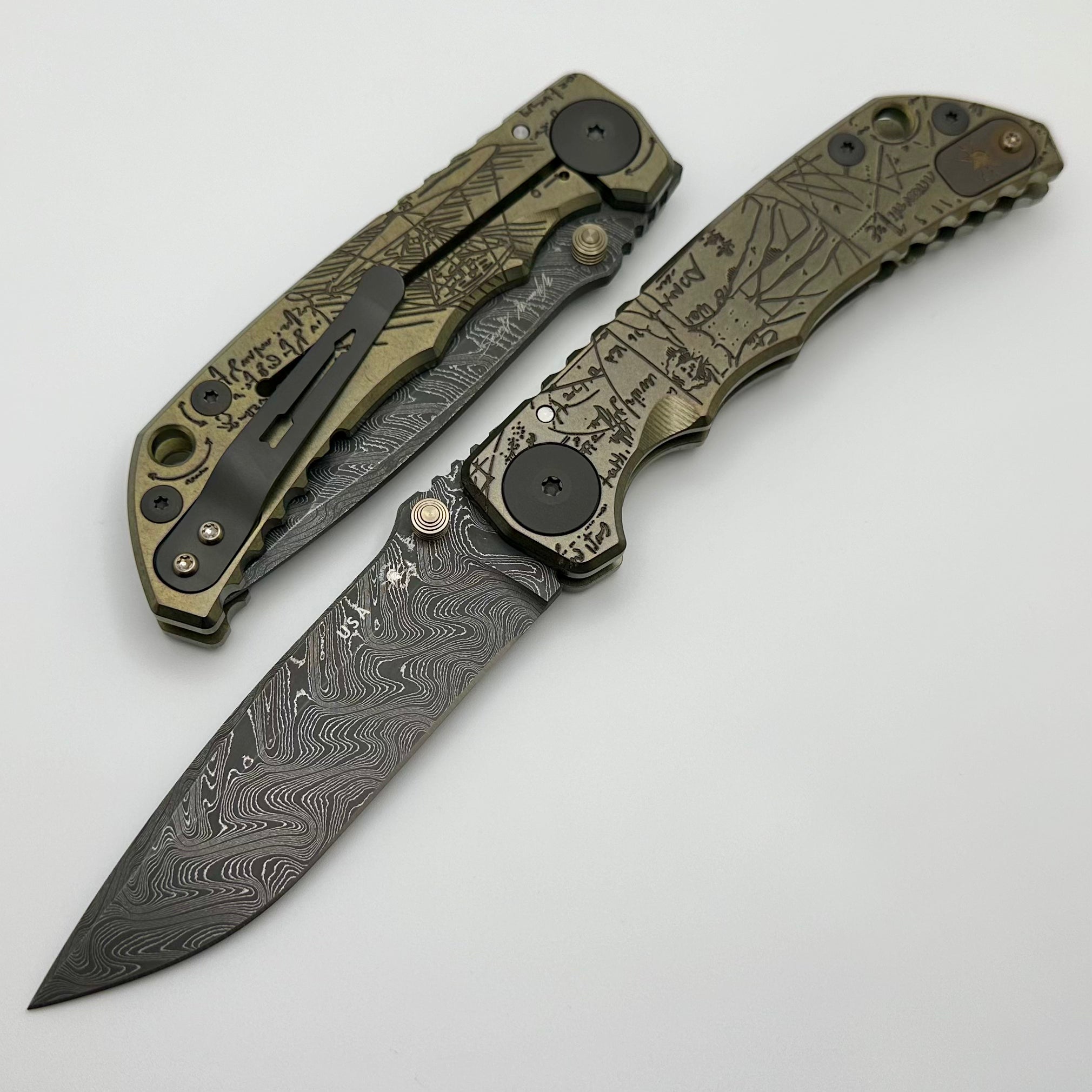 Spartan Blades Harsey Folder 2023 Da Vinci's Vitruvian Man Edition - Premium Damascus Steel Folding Knife