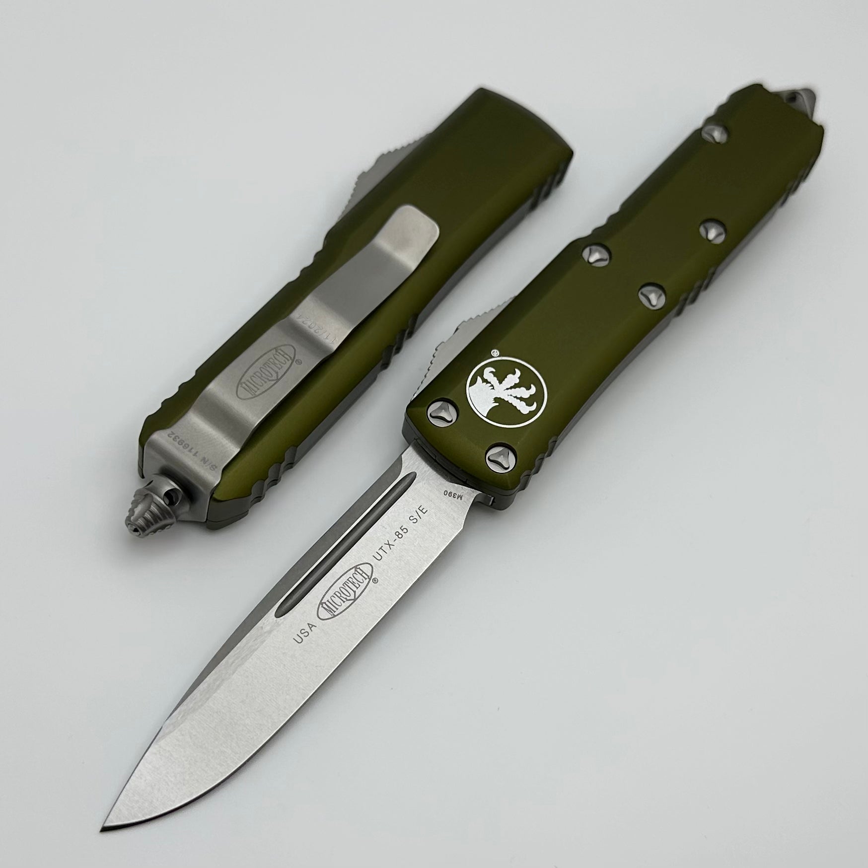 Microtech UTX-85 Premium EDC Knife - Stonewash Finish & OD Green Handle