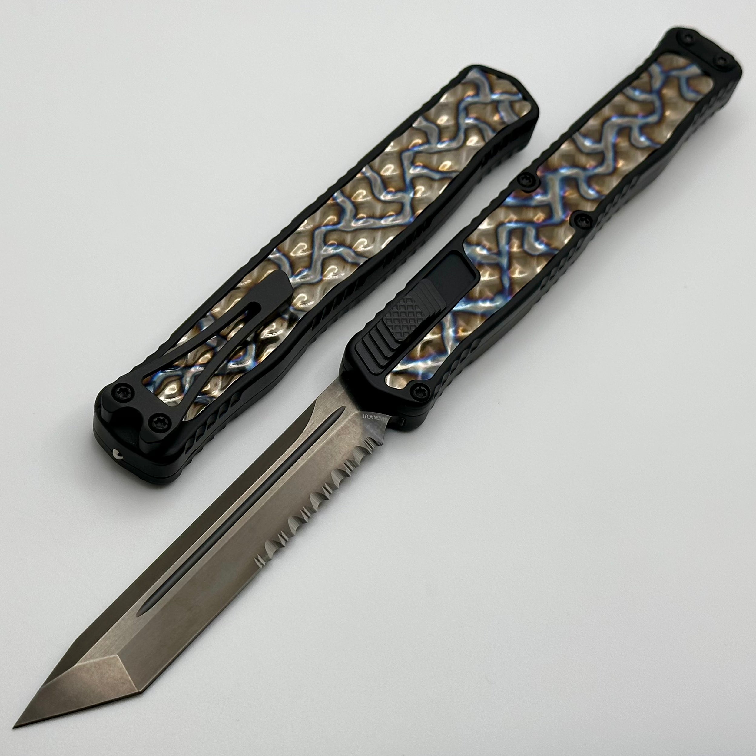 Heretic Knives Cleric II Premium Tactical Folding Knife - Flamed Titanium Inlays & DLC Tanto Magnacut Blade
