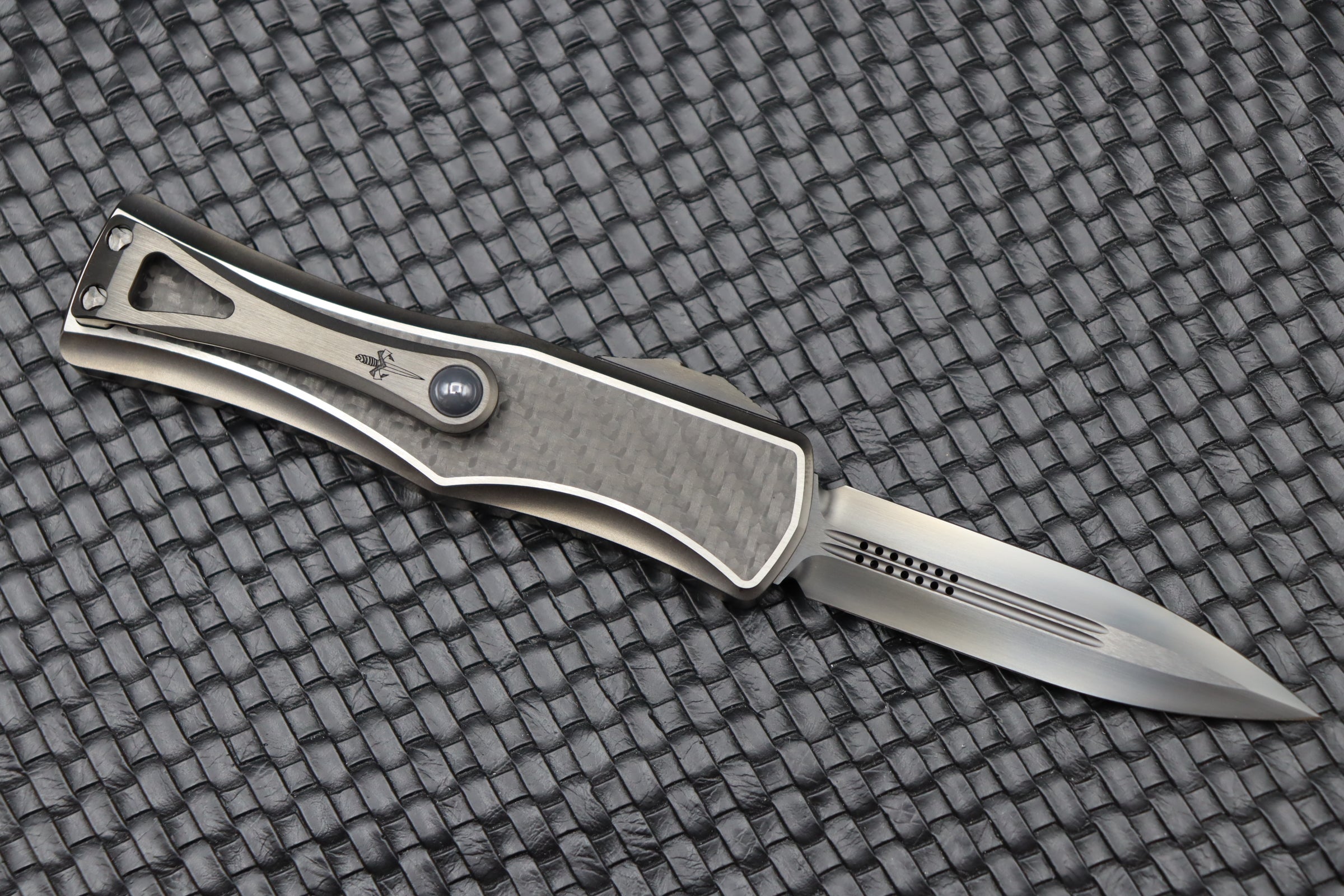 Marfione Hera DLC Satin Tactical Knife - Premium Titanium Handle with Carbon Fiber Inlays