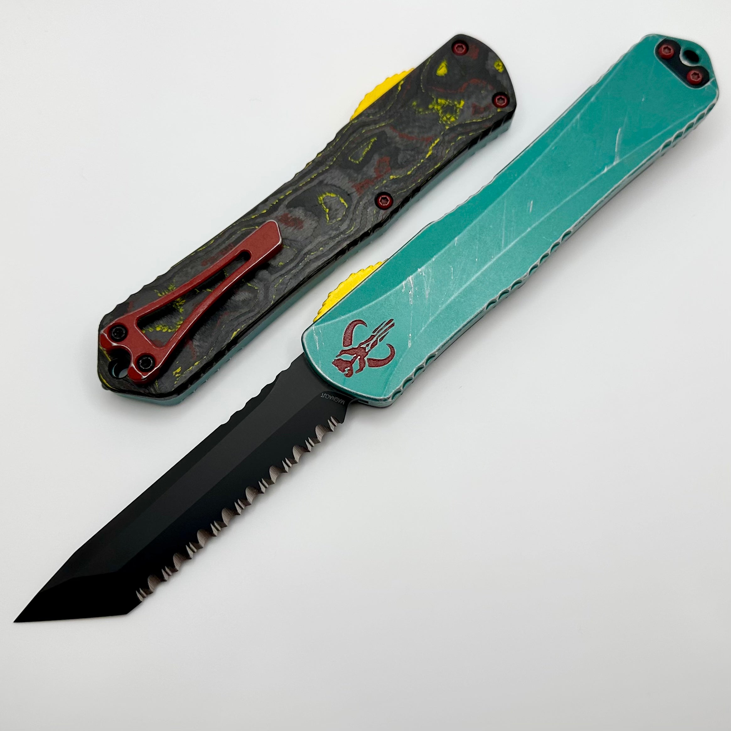 Heretic Knives Manticore X Bounty Hunter Premium OTF Knife - Full Serrated DLC Tanto