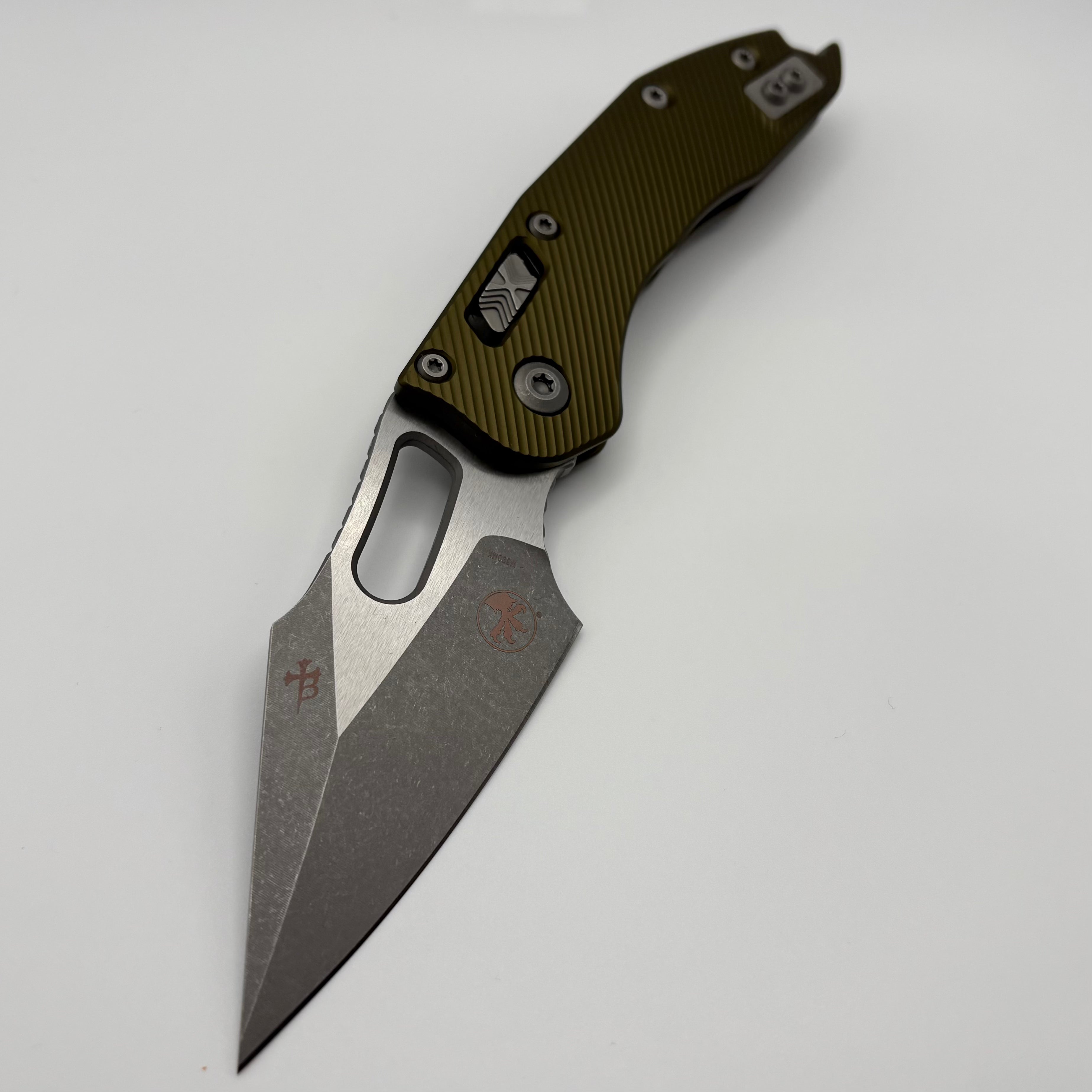 Premium Pre-owned Microtech Stitch RAM LOK Knife - OD Green Aluminum, M390MK Blade
