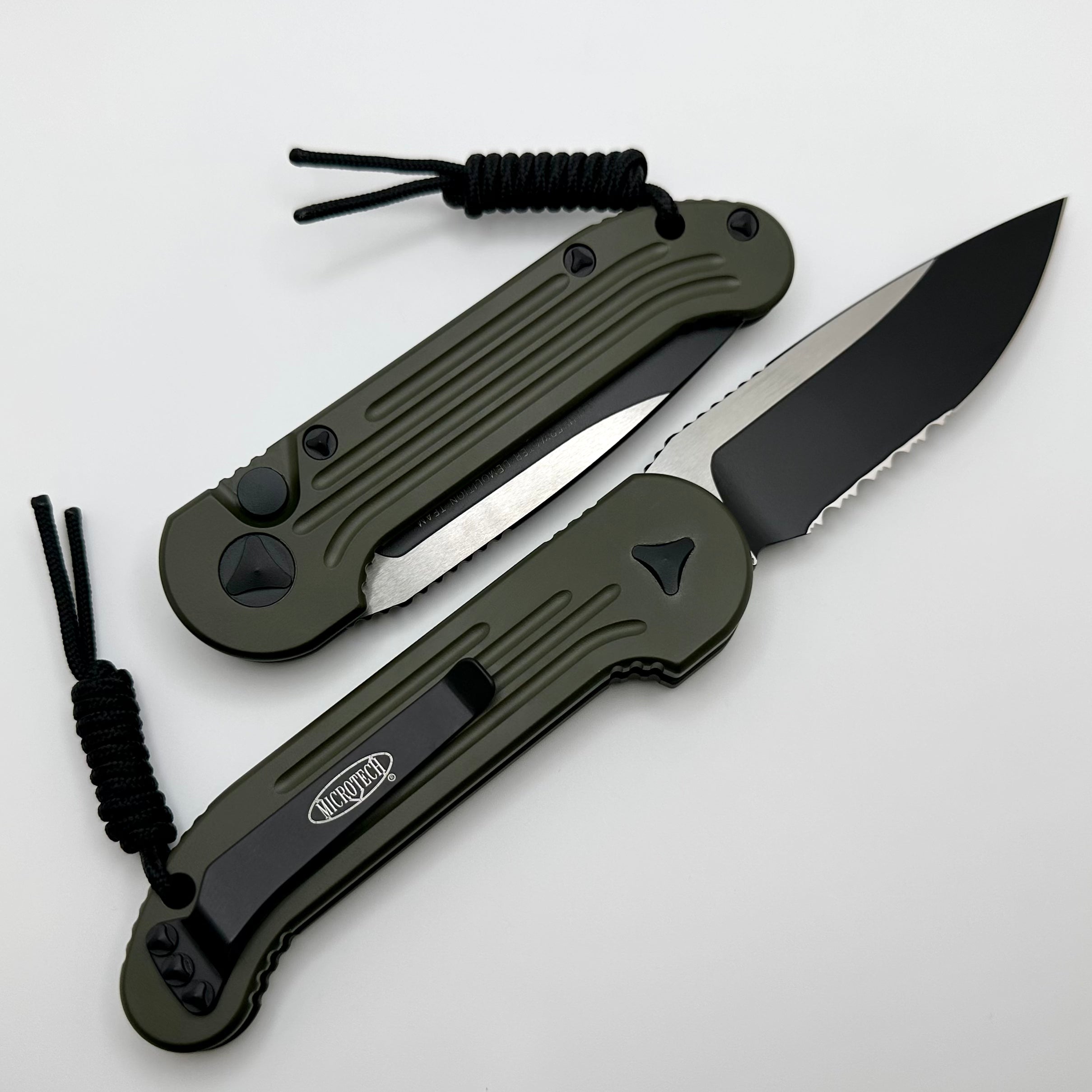 Microtech L.U.D.T OD Green & Black Partial Serrated Tactical Knife - Premium Folding Blade