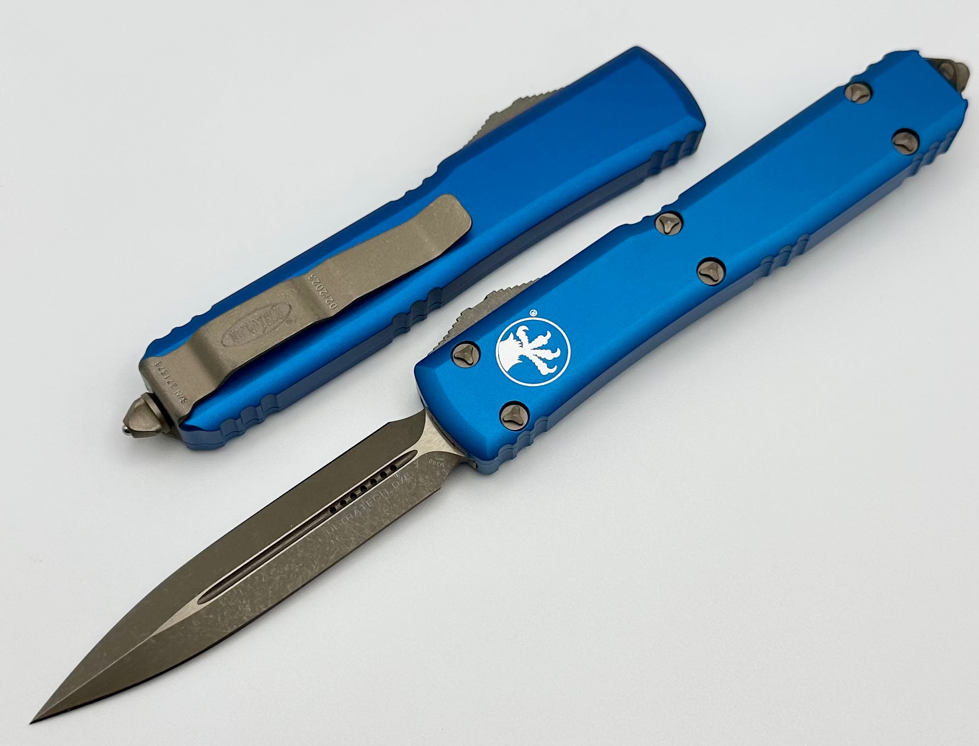 Microtech Ultratech Apocalyptic Bronze & Blue Double Edge Knife - Premium OTF Design