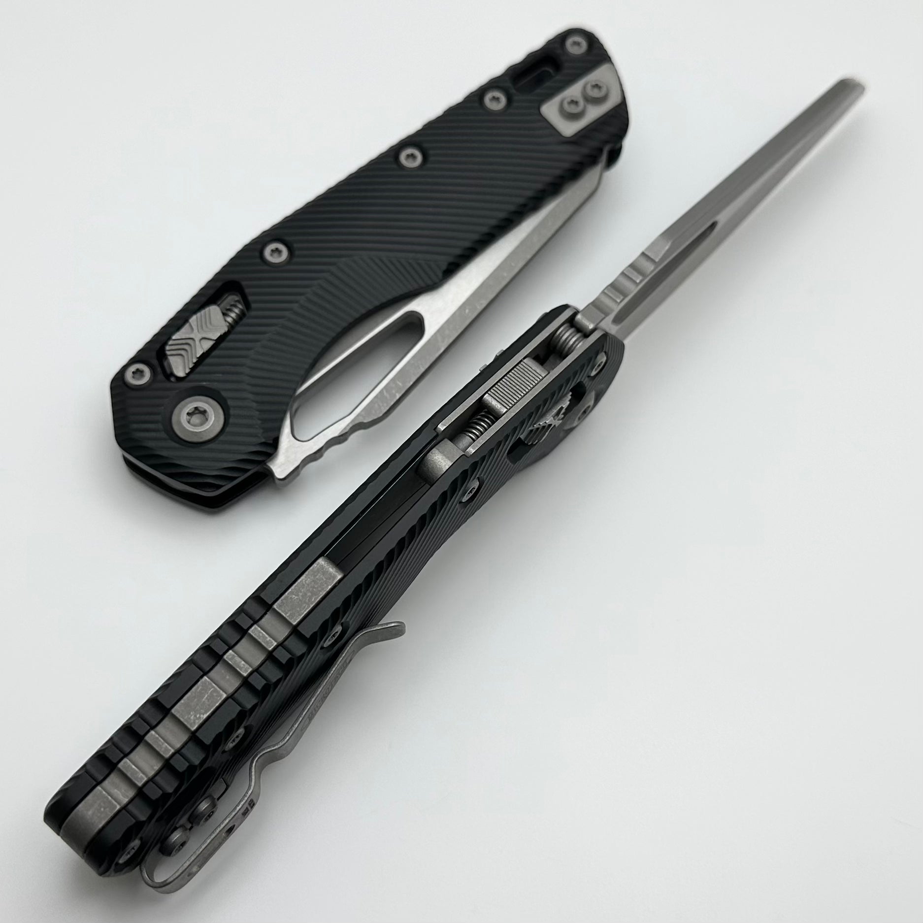 Premium Microtech MSI RAM LOK Folding Knife - Black Fluted Aluminum & Apocalyptic M390MK Blade