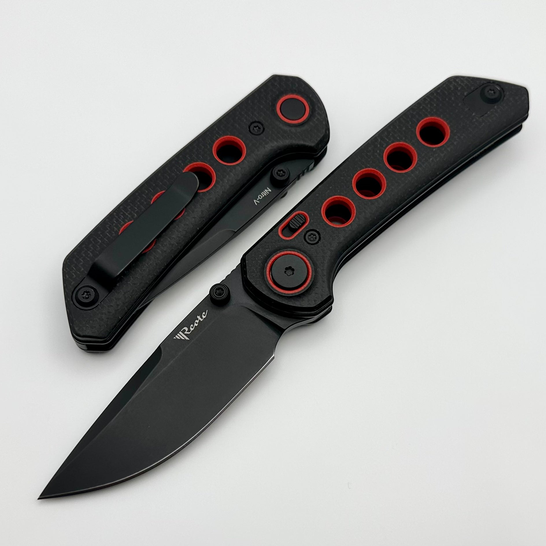 Reate Knives PL-XT Ultimate EDC Folder - Black Micarta with Red G-10 Inlays