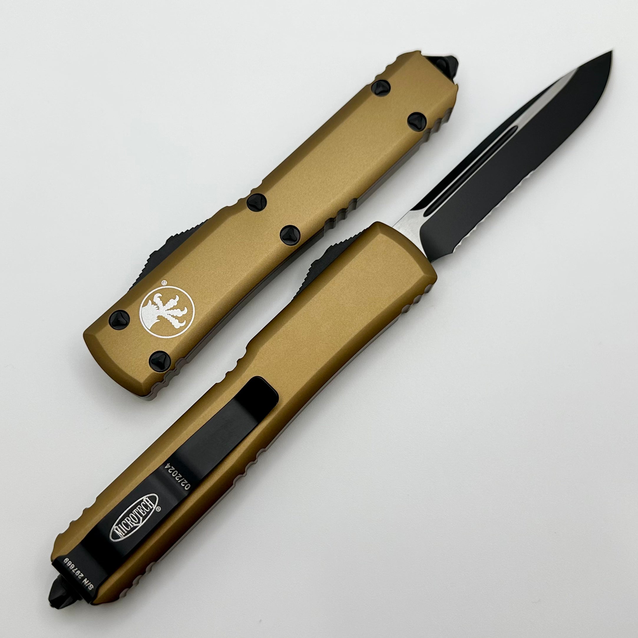 Microtech Ultratech Premium Tactical Knife - Black Partial Serrated & Tan Finish