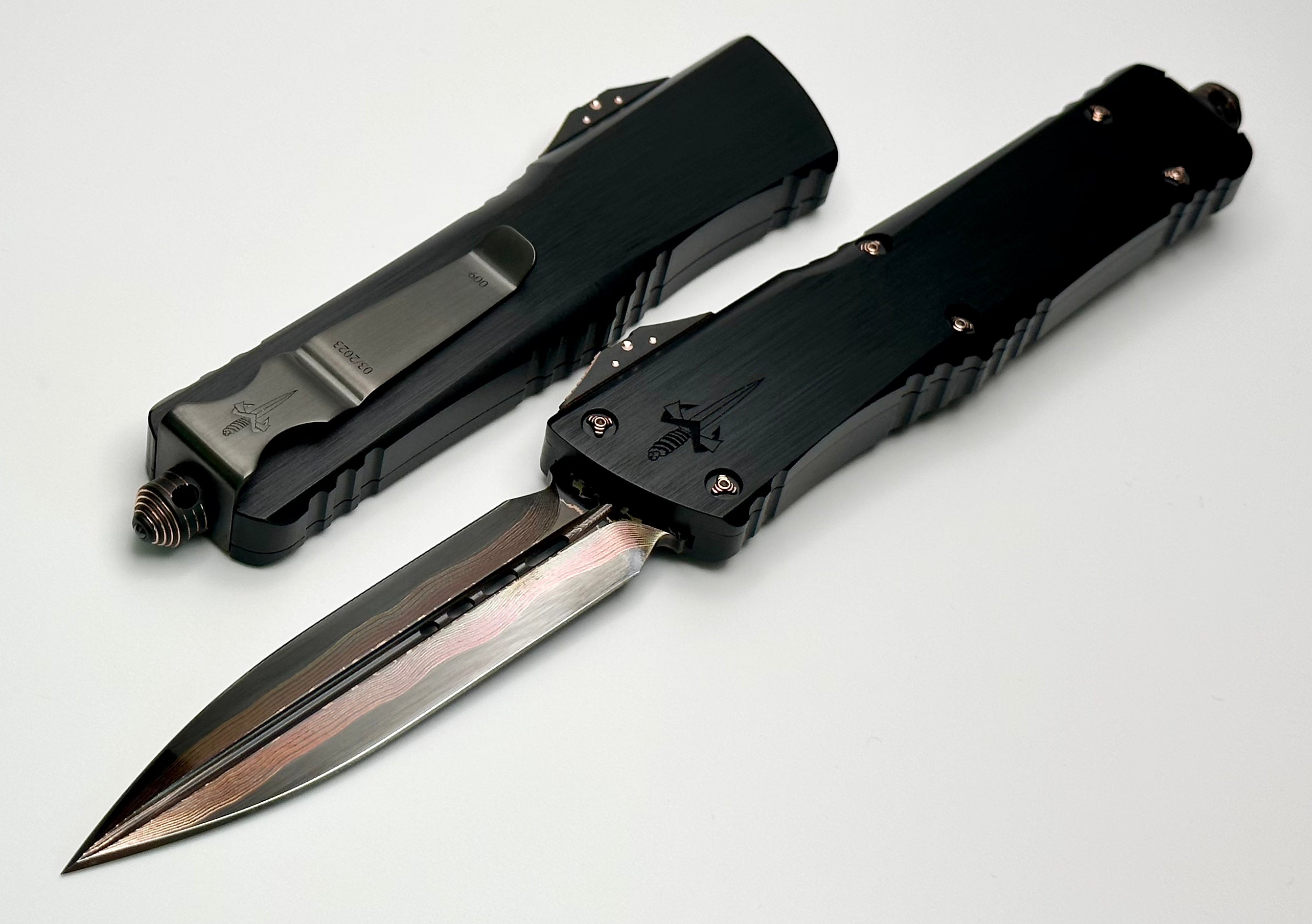 Premium Marfione Custom Combat Troodon Tactical Knife - Tiger GoMai Blade & Hefted Black Handle