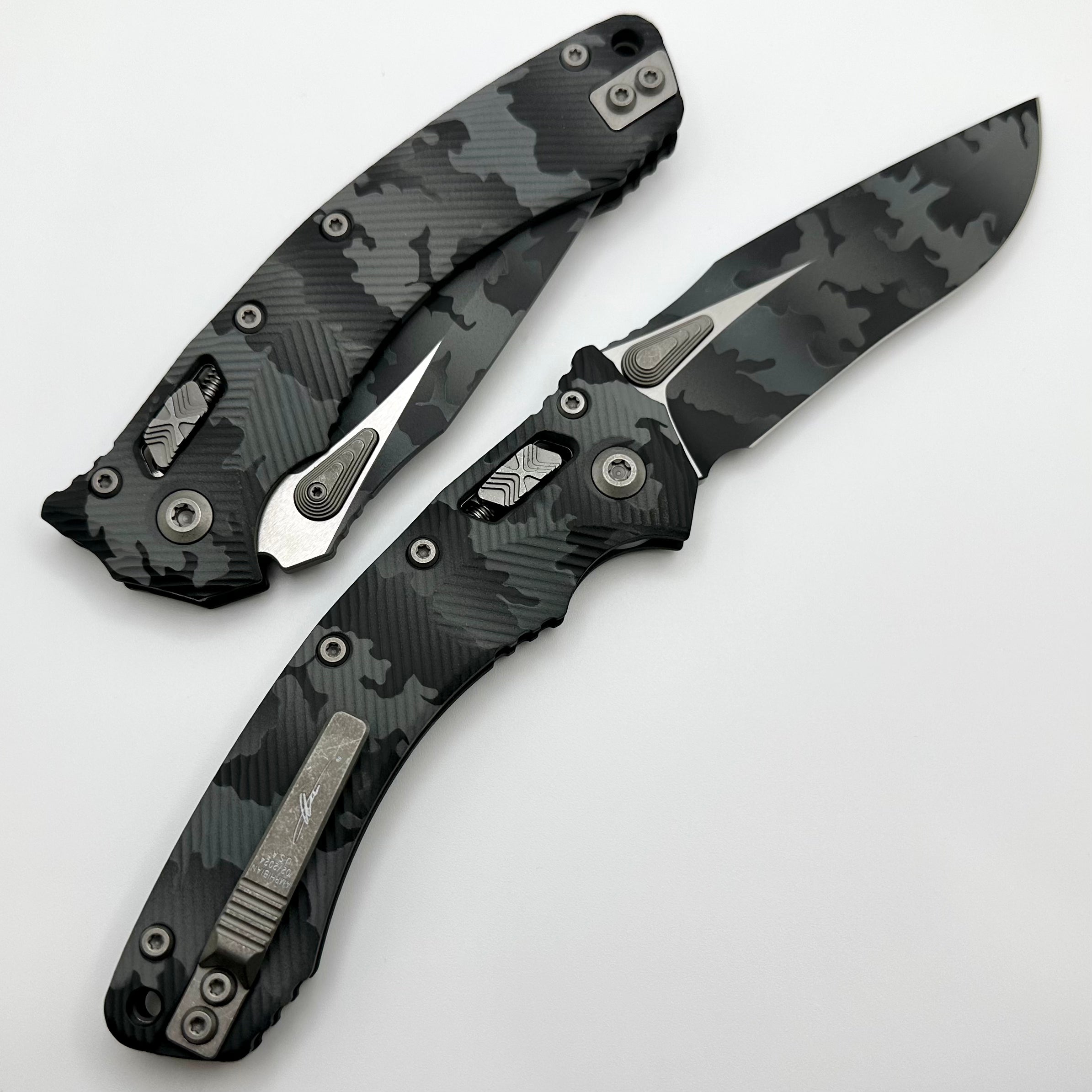 Microtech Amphibian RAM LOK Tactical Knife - Urban Camo Fluted Aluminum & M390MK Steel