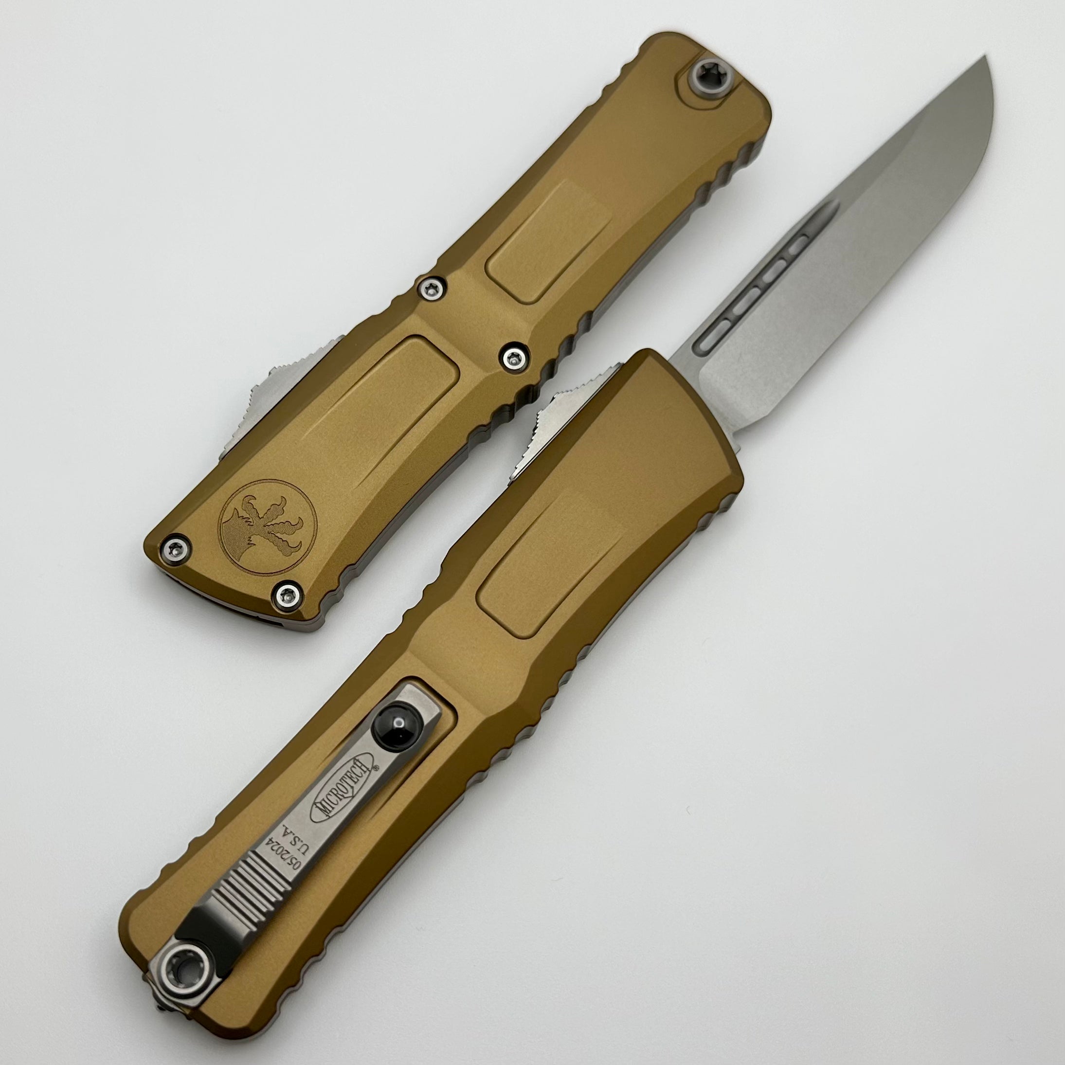 Microtech Combat Troodon Gen III Premium OTF Knife - Stonewash Blade & Tan Handle