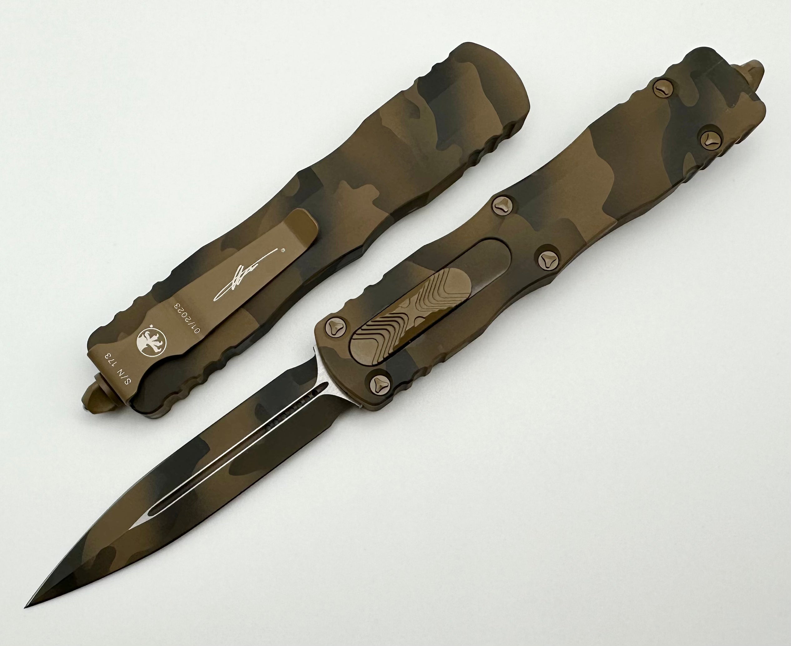 Premium Microtech Dirac Delta Coyote Camo Double Edge Tactical Knife