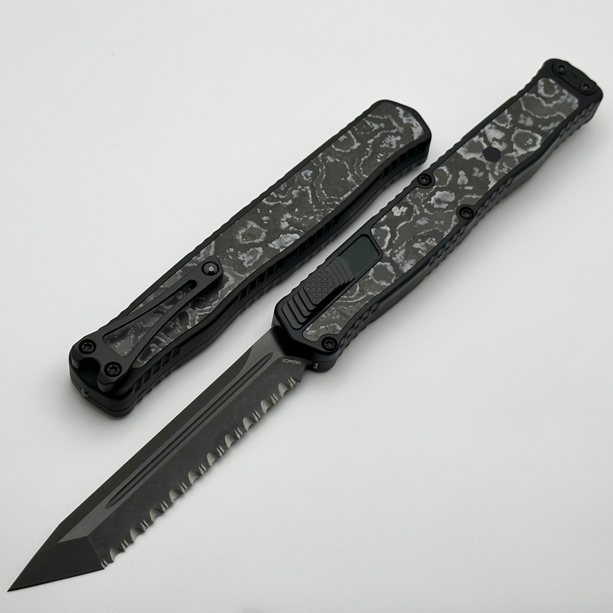 Heretic Knives Cleric II 2 - Premium White Camo Carbon Inlays & DLC Tanto Magnacut Blade