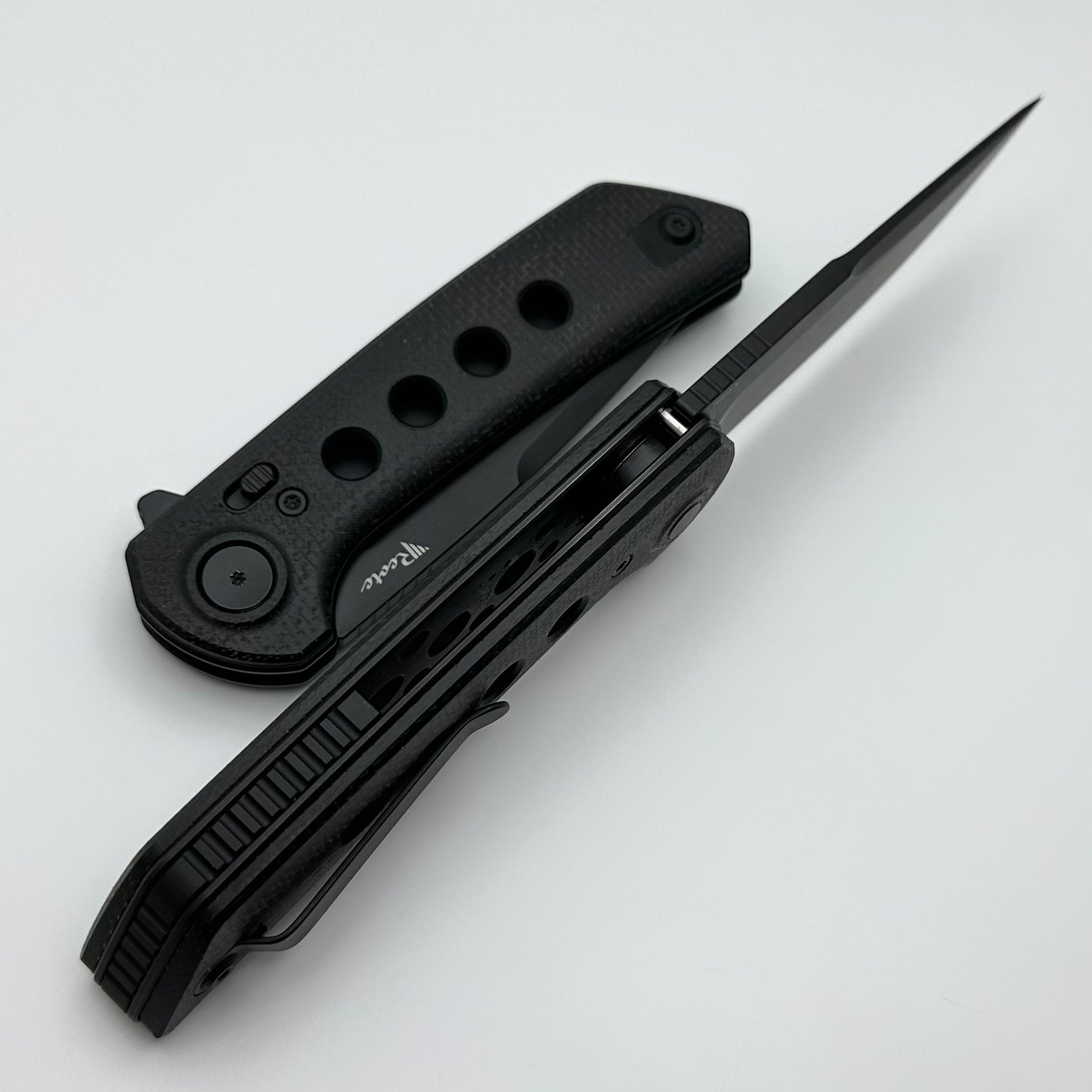 Reate Knives PL-XF Premium Folding Knife - Black Micarta & G-10 Inlays
