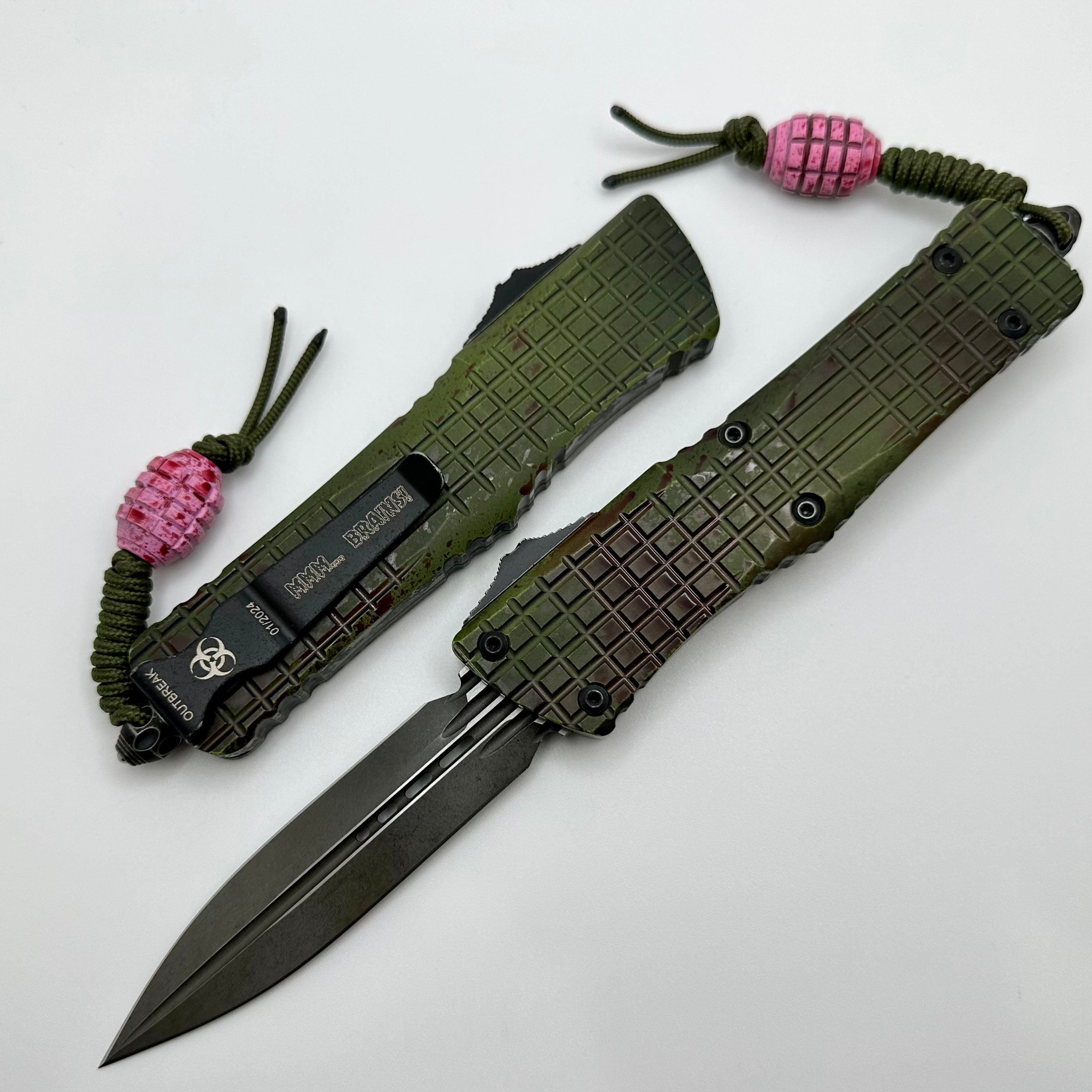 Microtech Combat Troodon Double Edge Delta Frag Outbreak - Premium Tactical Knife with Brain Bead Signature Series