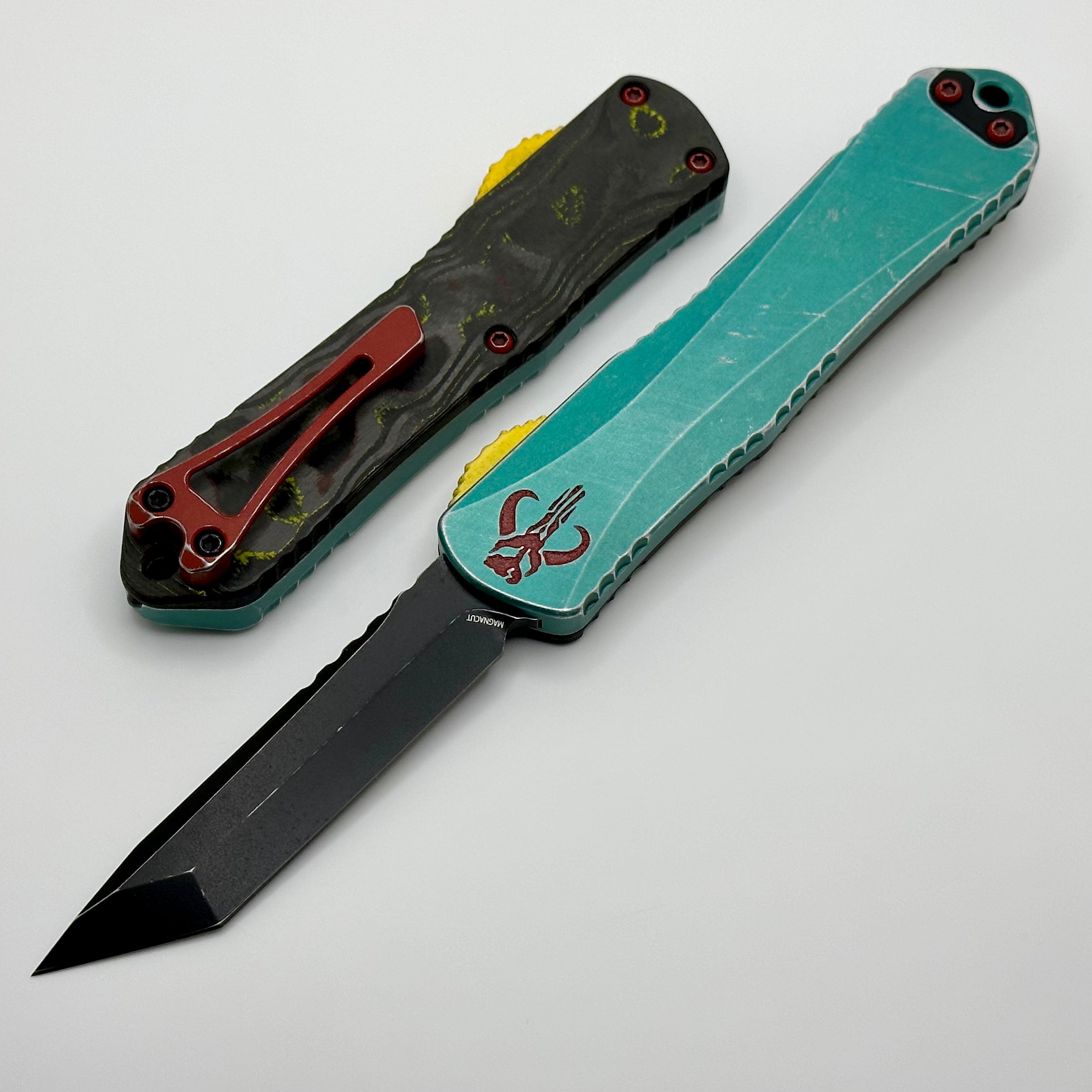 Heretic Knives Manticore E Bounty Hunter - Premium Tactical OTF Knife with Tanto Blade & MagnaCut Steel